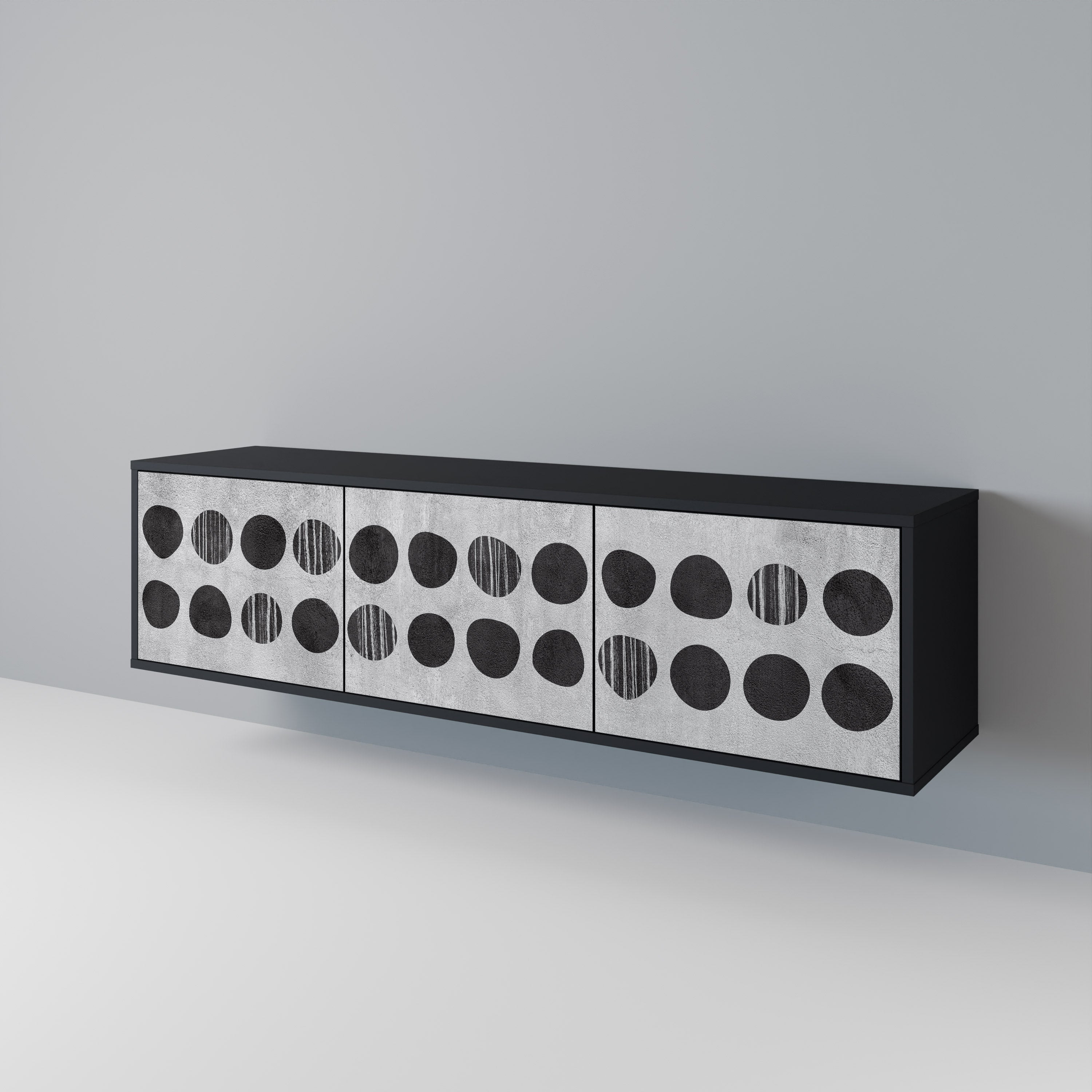 GHOSTLY GRADIENTS TV-Lowboard mit 3 Türen in Schwarz