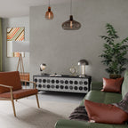 GHOSTLY GRADIENTS TV-Lowboard mit 3 Türen in Schwarz