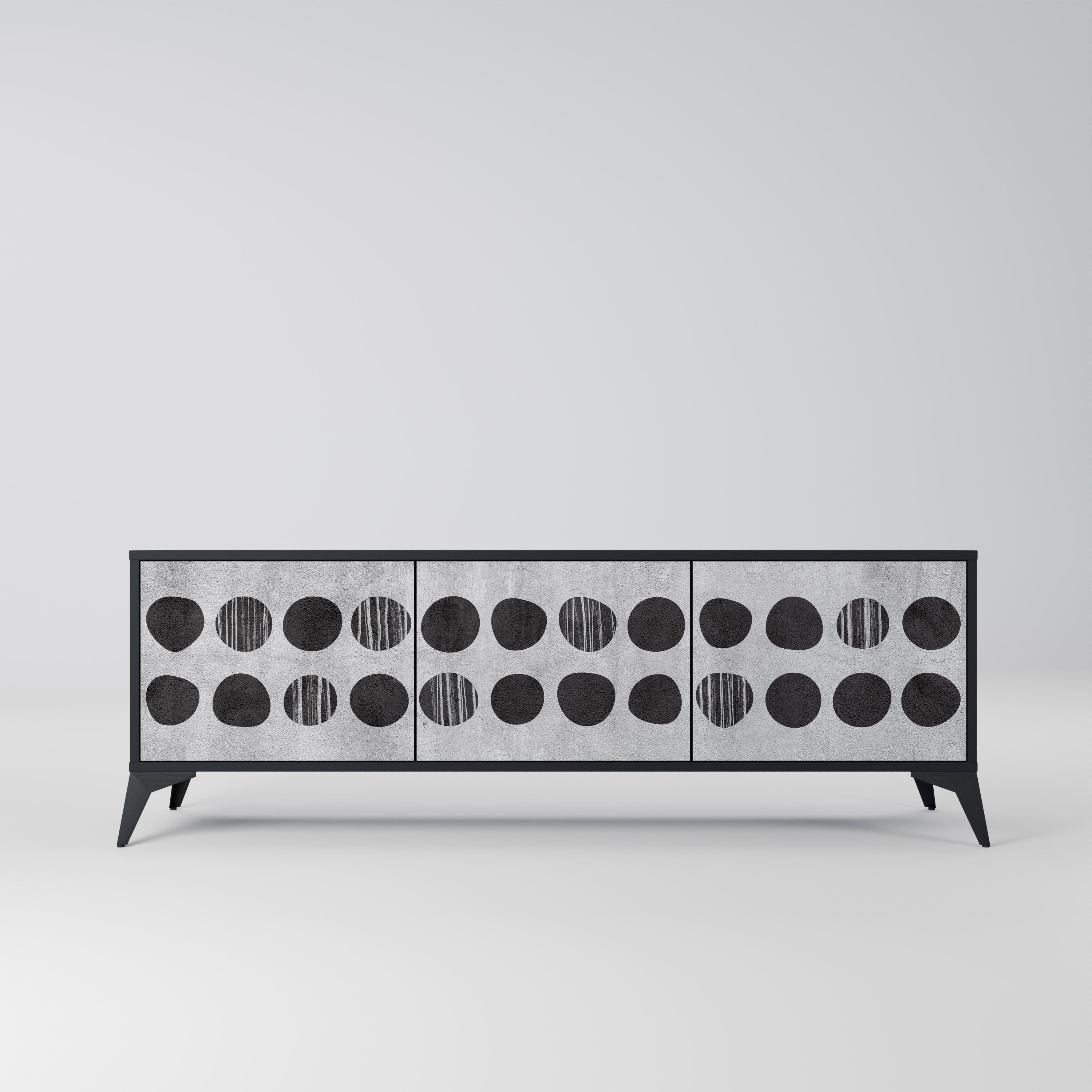 GHOSTLY GRADIENTS TV-Lowboard mit 3 Türen in Schwarz