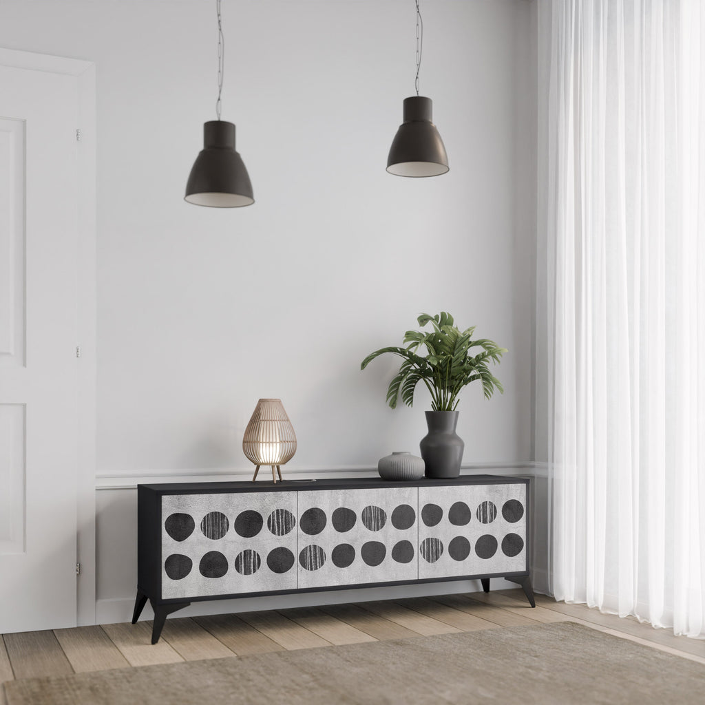 GHOSTLY GRADIENTS TV-Lowboard mit 3 Türen in Schwarz