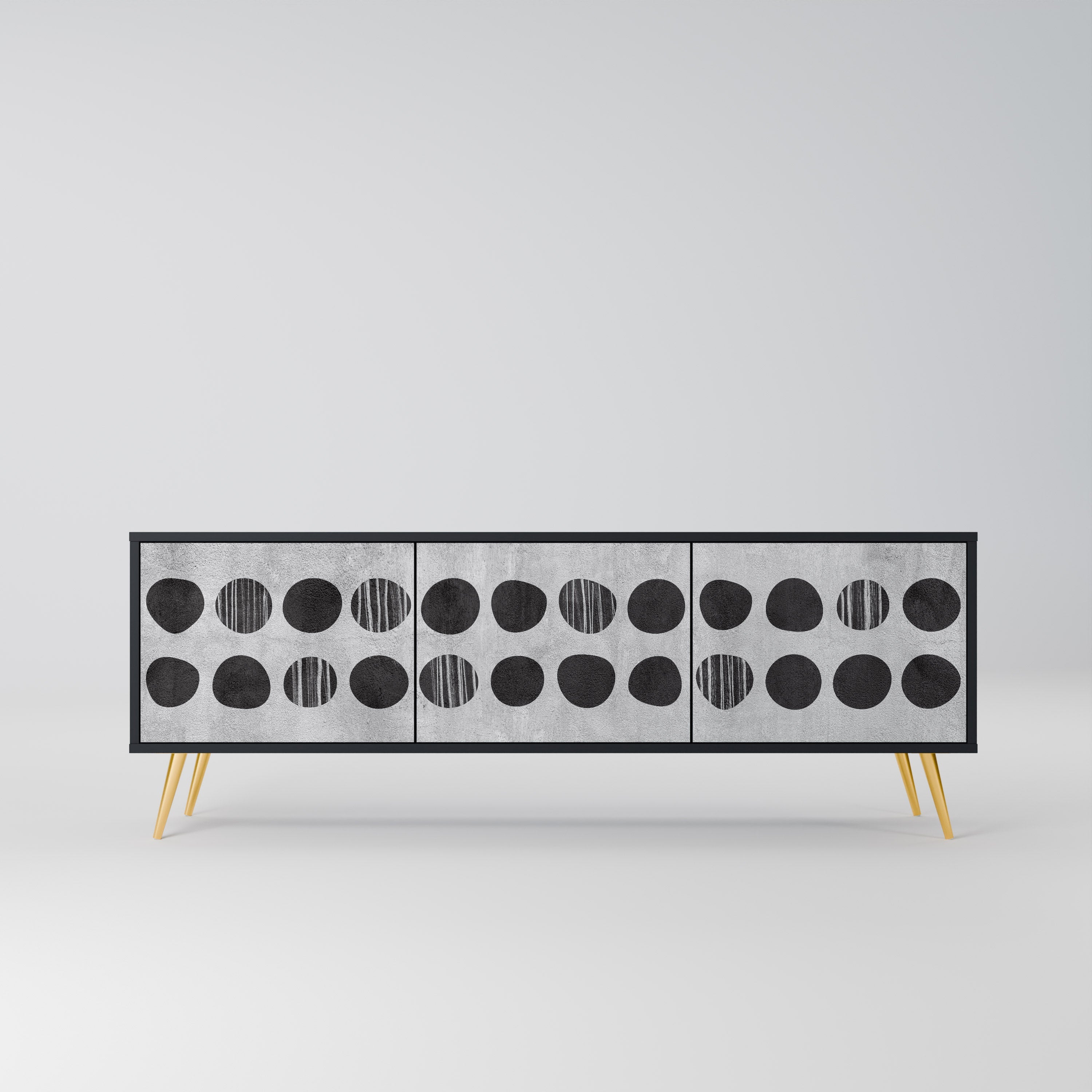 GHOSTLY GRADIENTS TV-Lowboard mit 3 Türen in Schwarz