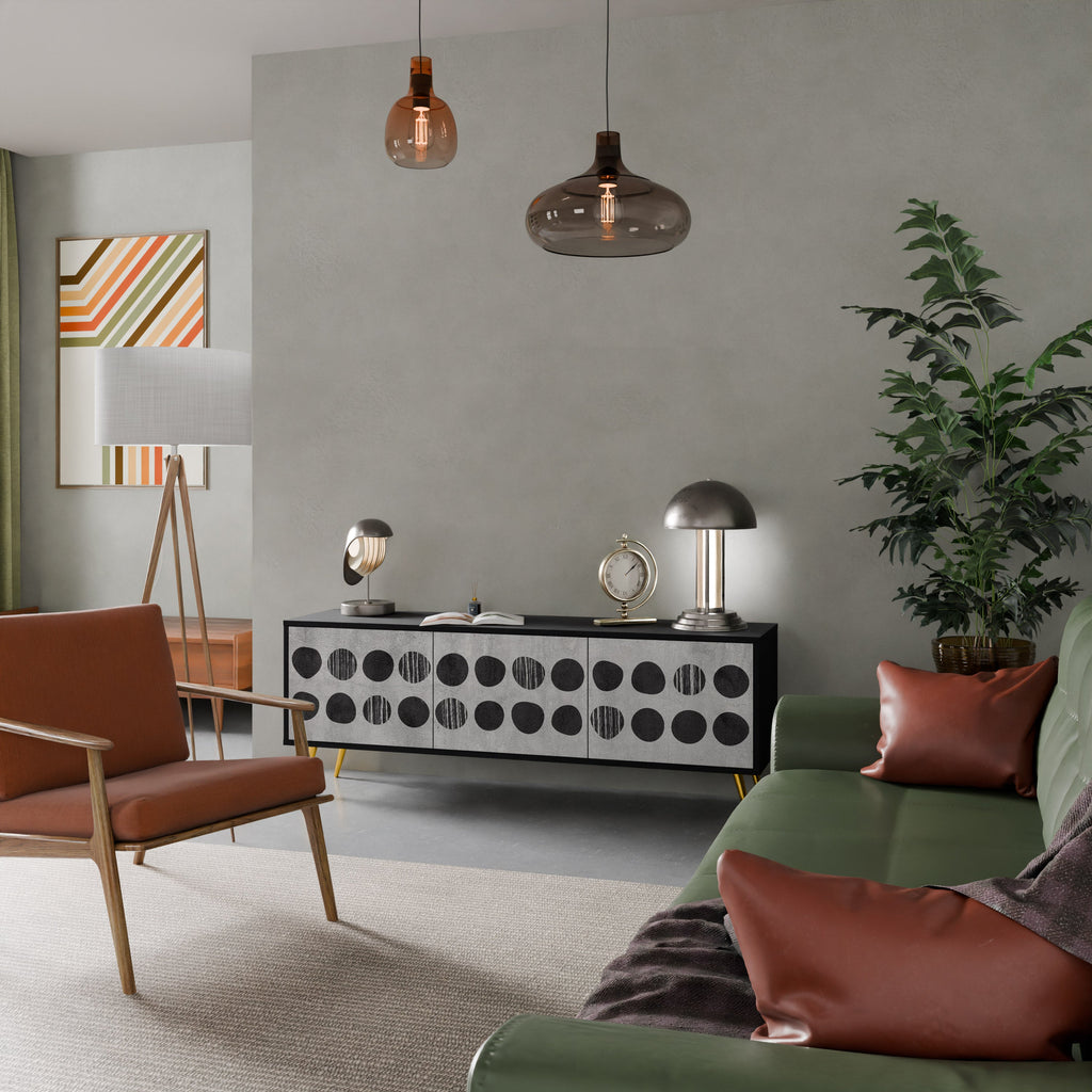 GHOSTLY GRADIENTS TV-Lowboard mit 3 Türen in Schwarz