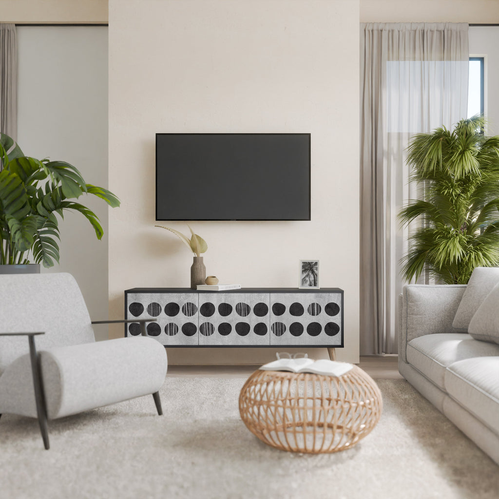 GHOSTLY GRADIENTS TV-Lowboard mit 3 Türen in Schwarz