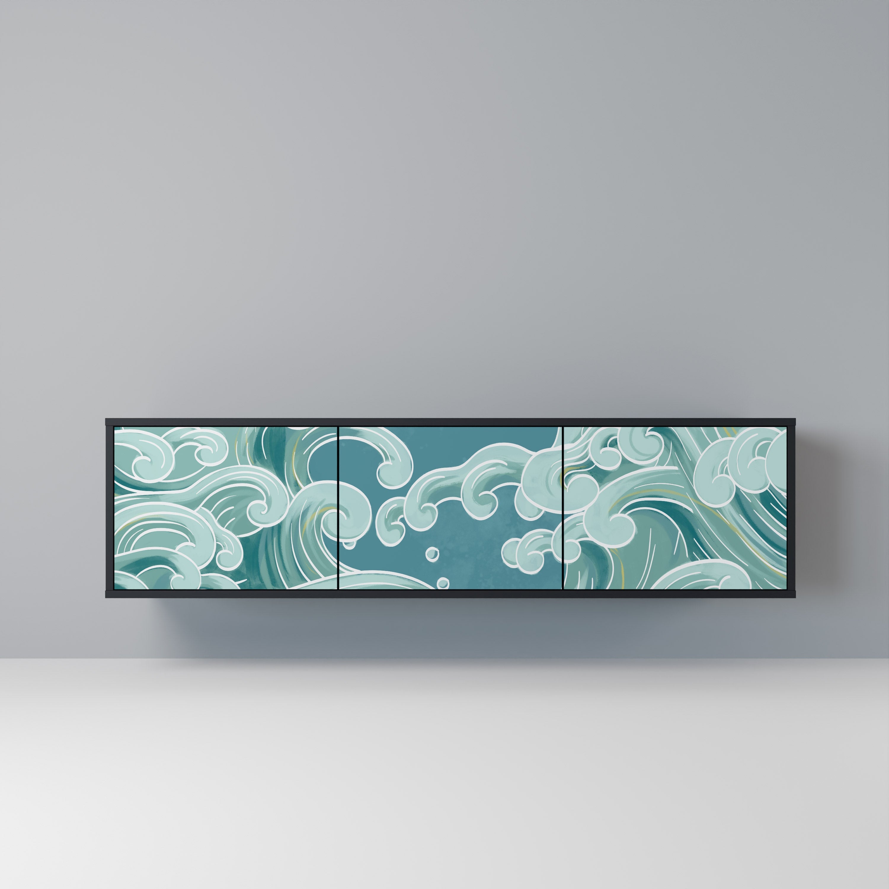 ASIAN SWAY TV-Lowboard mit 3 Türen in Schwarz