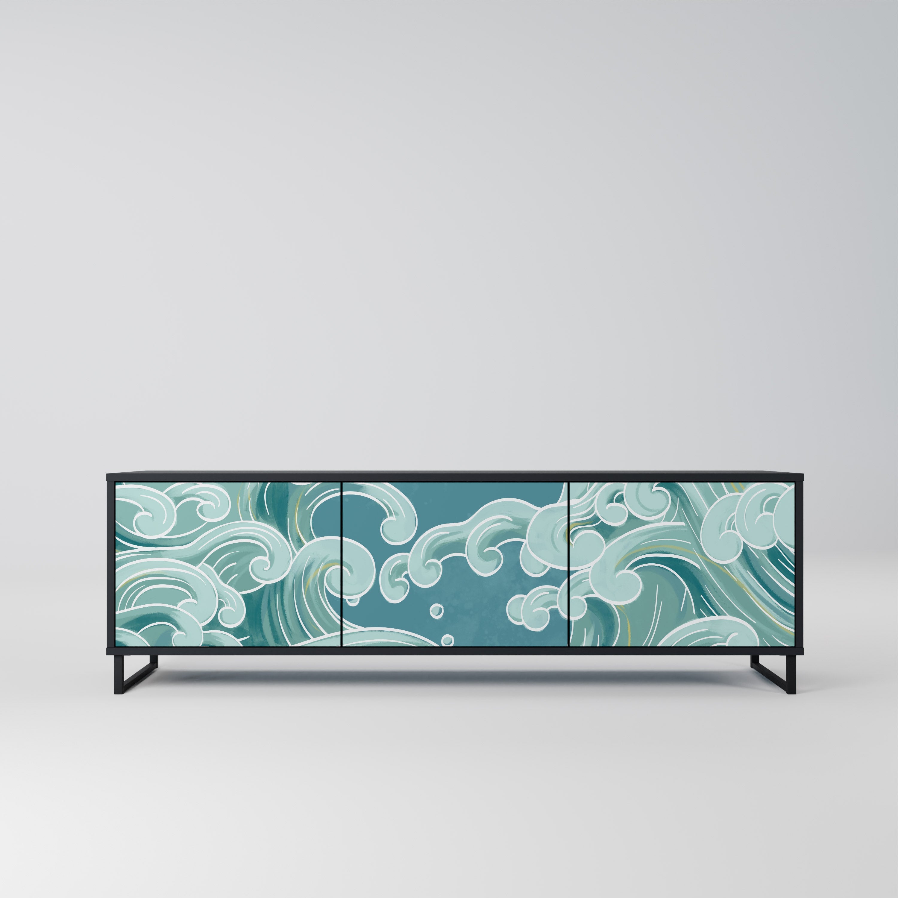 ASIAN SWAY TV-Lowboard mit 3 Türen in Schwarz