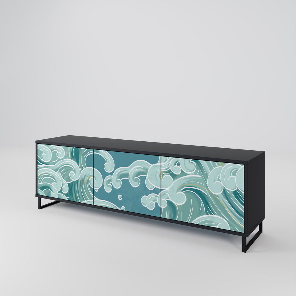 ASIAN SWAY TV-Lowboard mit 3 Türen in Schwarz
