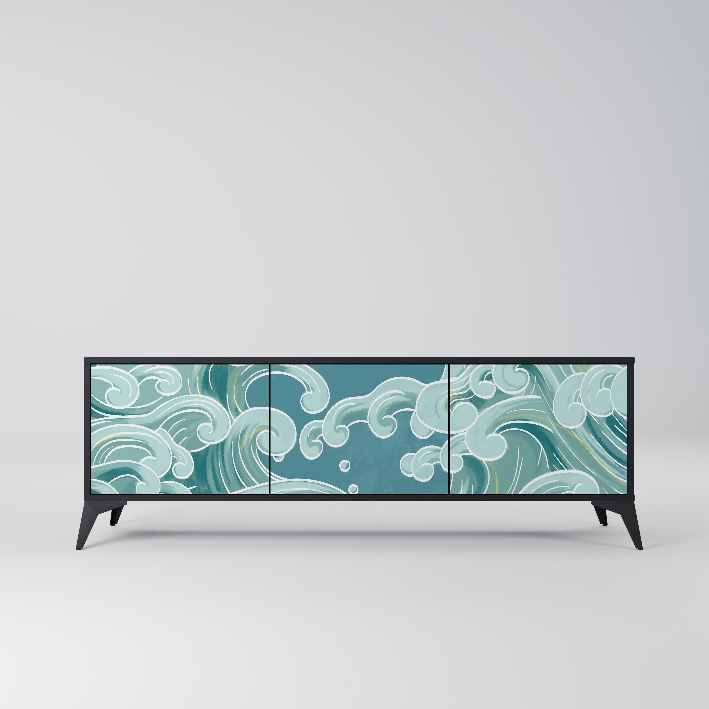 ASIAN SWAY TV-Lowboard mit 3 Türen in Schwarz