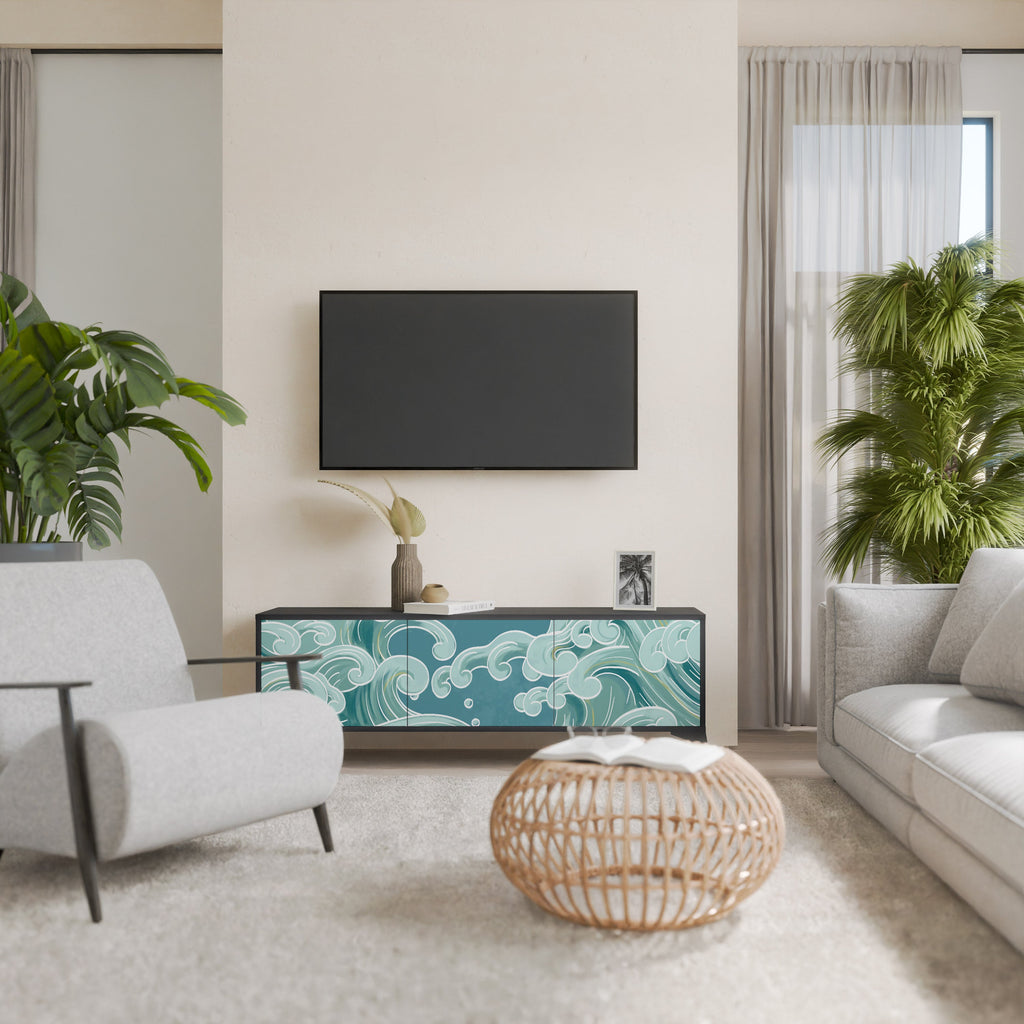 ASIAN SWAY TV-Lowboard mit 3 Türen in Schwarz