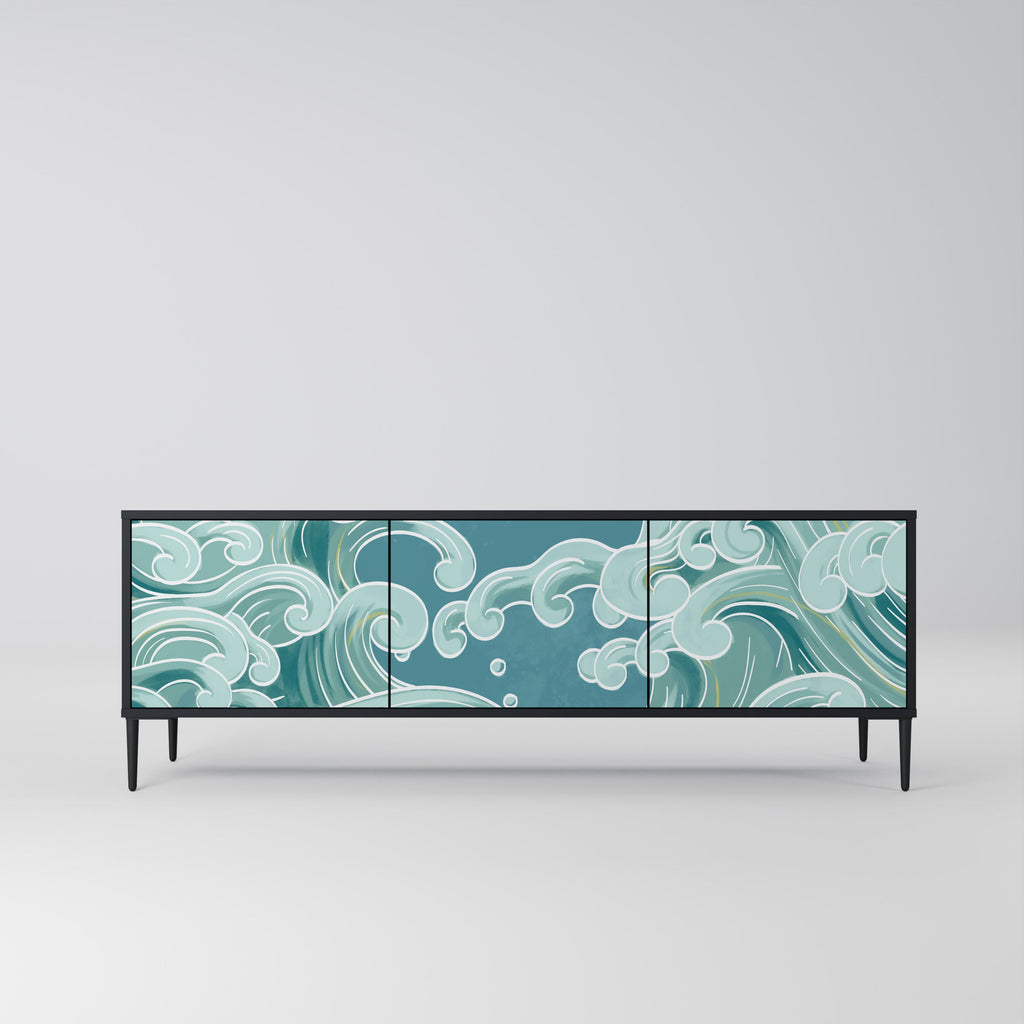 ASIAN SWAY TV-Lowboard mit 3 Türen in Schwarz