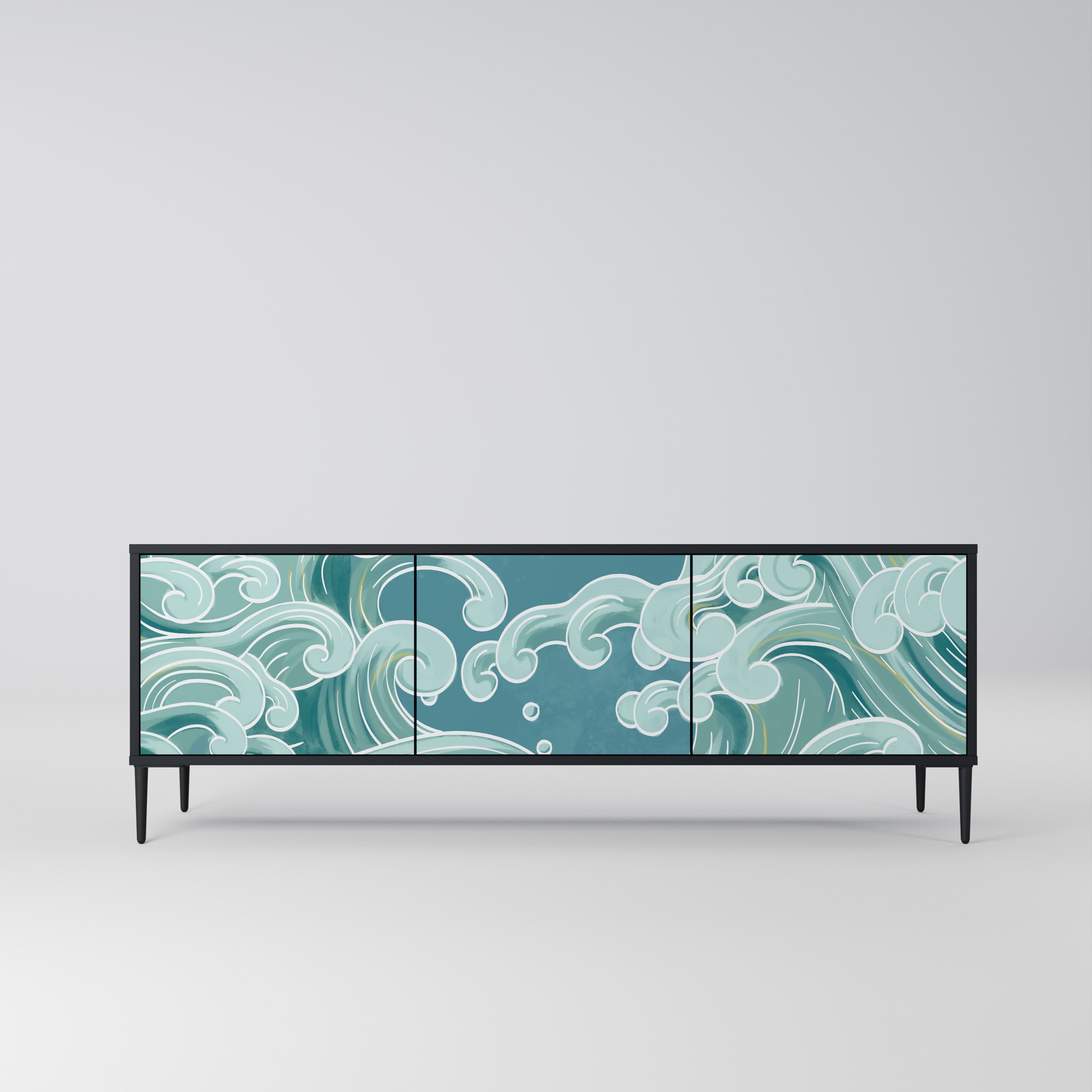 ASIAN SWAY TV-Lowboard mit 3 Türen in Schwarz