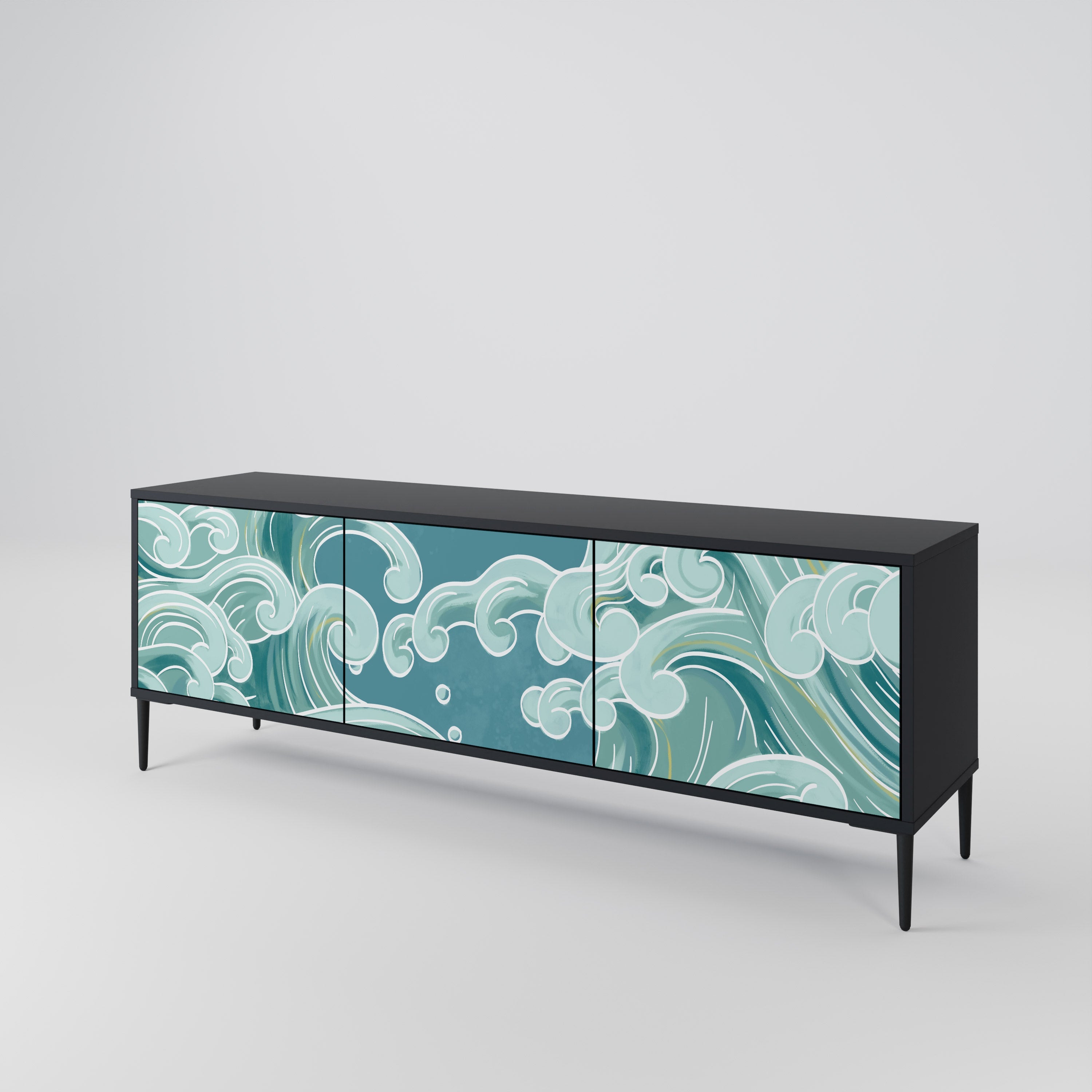 ASIAN SWAY TV-Lowboard mit 3 Türen in Schwarz