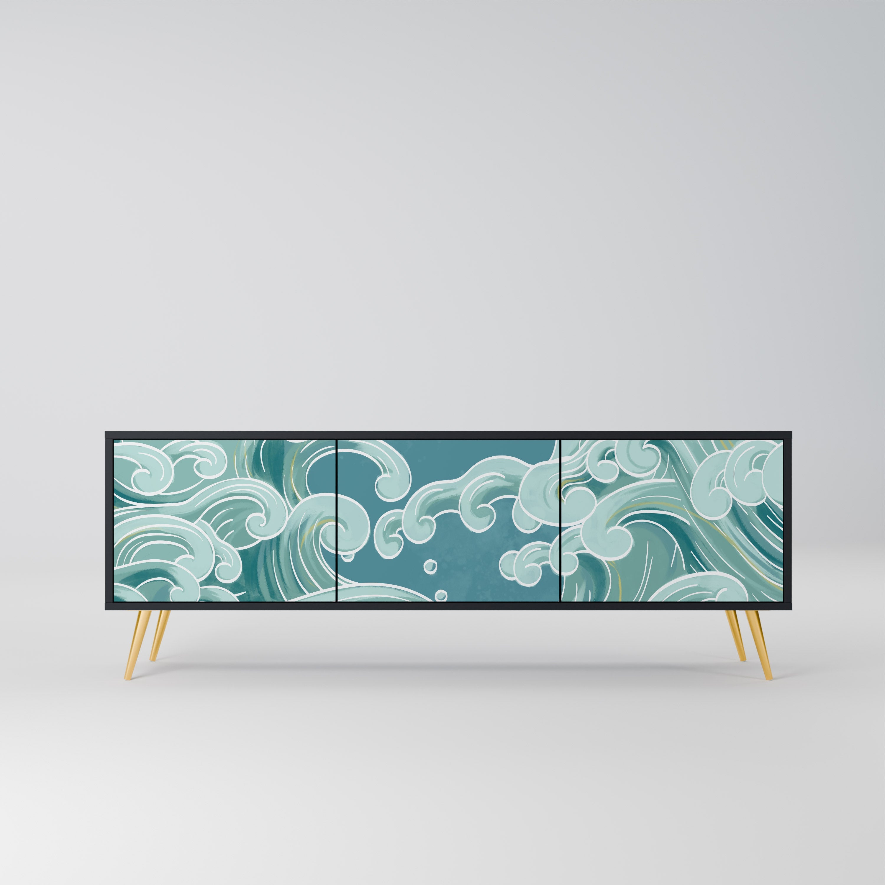 ASIAN SWAY TV-Lowboard mit 3 Türen in Schwarz