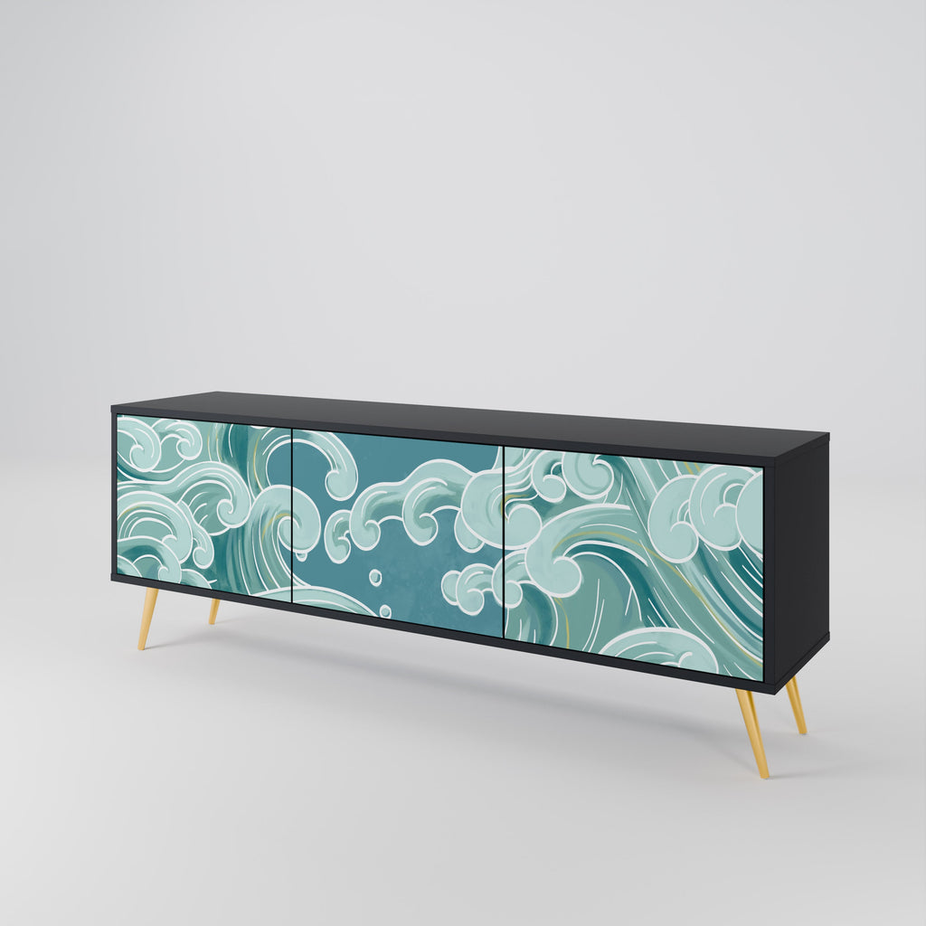 ASIAN SWAY TV-Lowboard mit 3 Türen in Schwarz