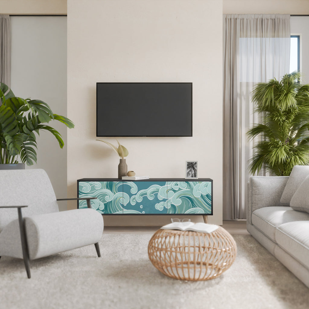 ASIAN SWAY TV-Lowboard mit 3 Türen in Schwarz