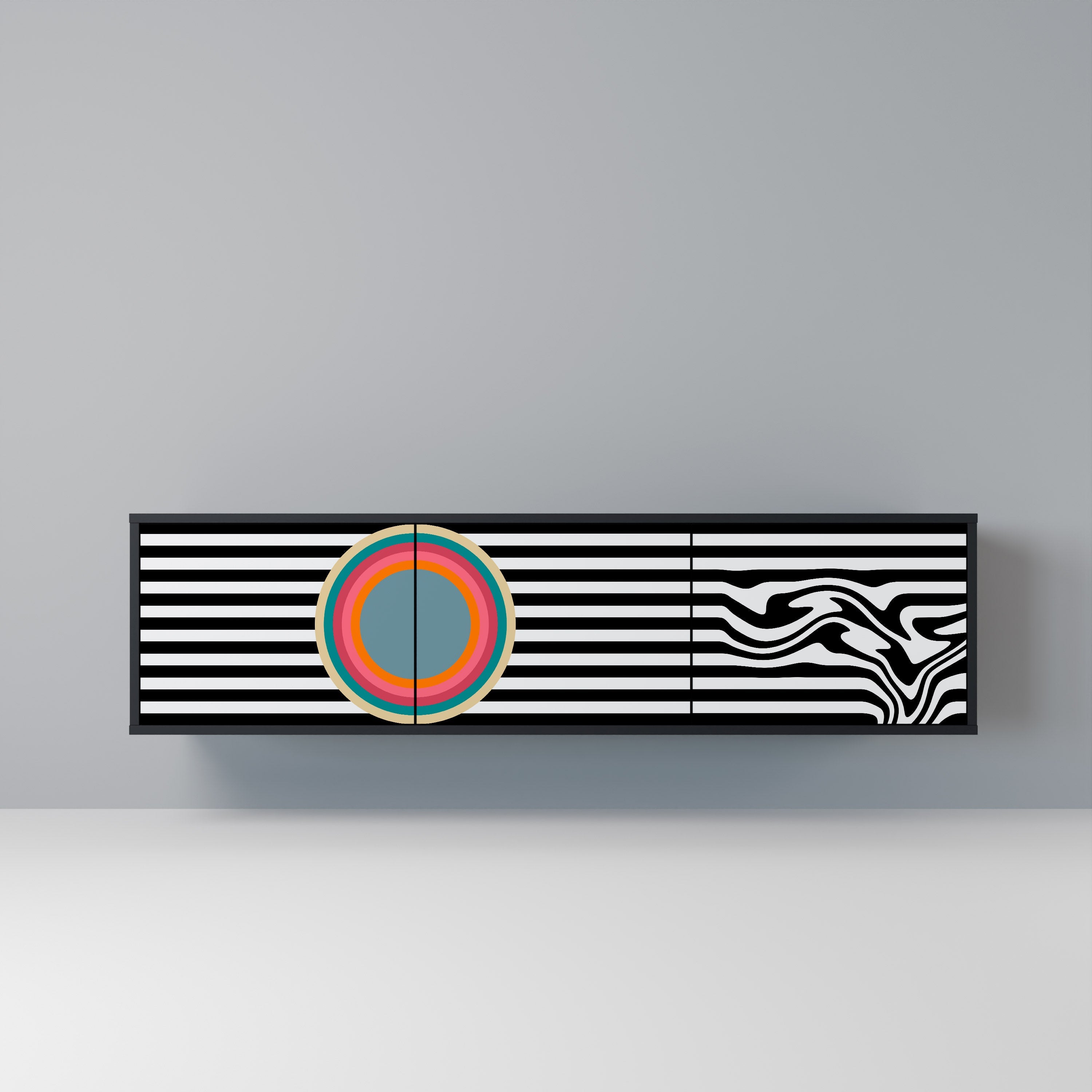 SPECTRA SHOWCASE TV-Lowboard mit 3 Türen in Schwarz