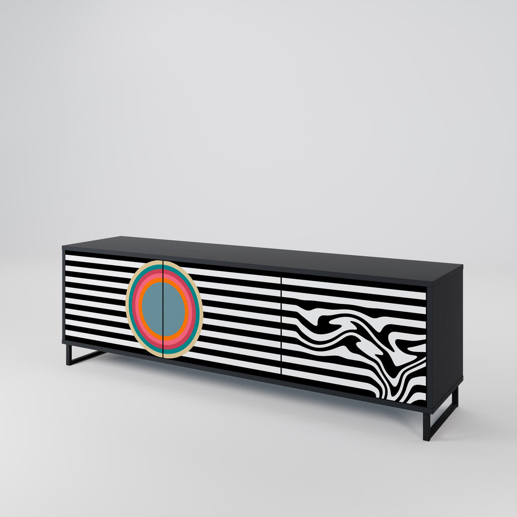 SPECTRA SHOWCASE TV-Lowboard mit 3 Türen in Schwarz