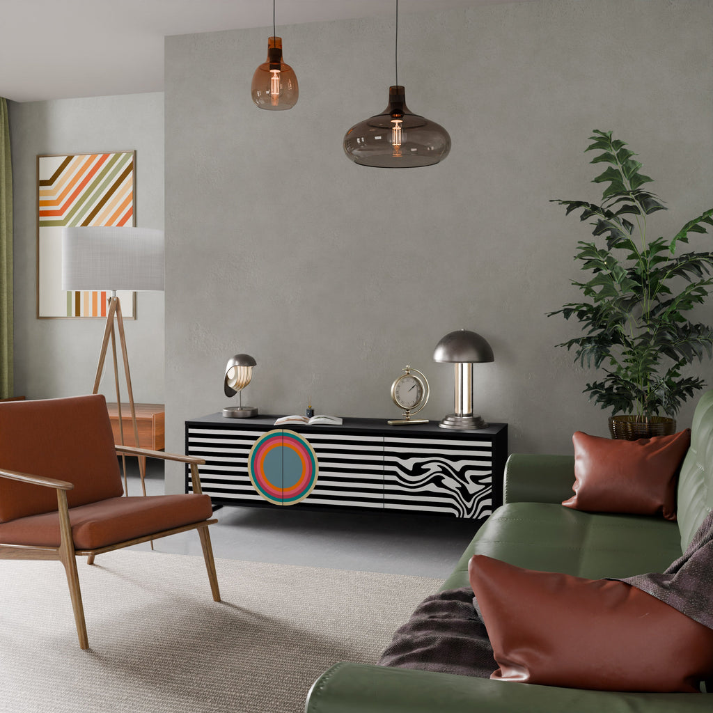 SPECTRA SHOWCASE TV-Lowboard mit 3 Türen in Schwarz