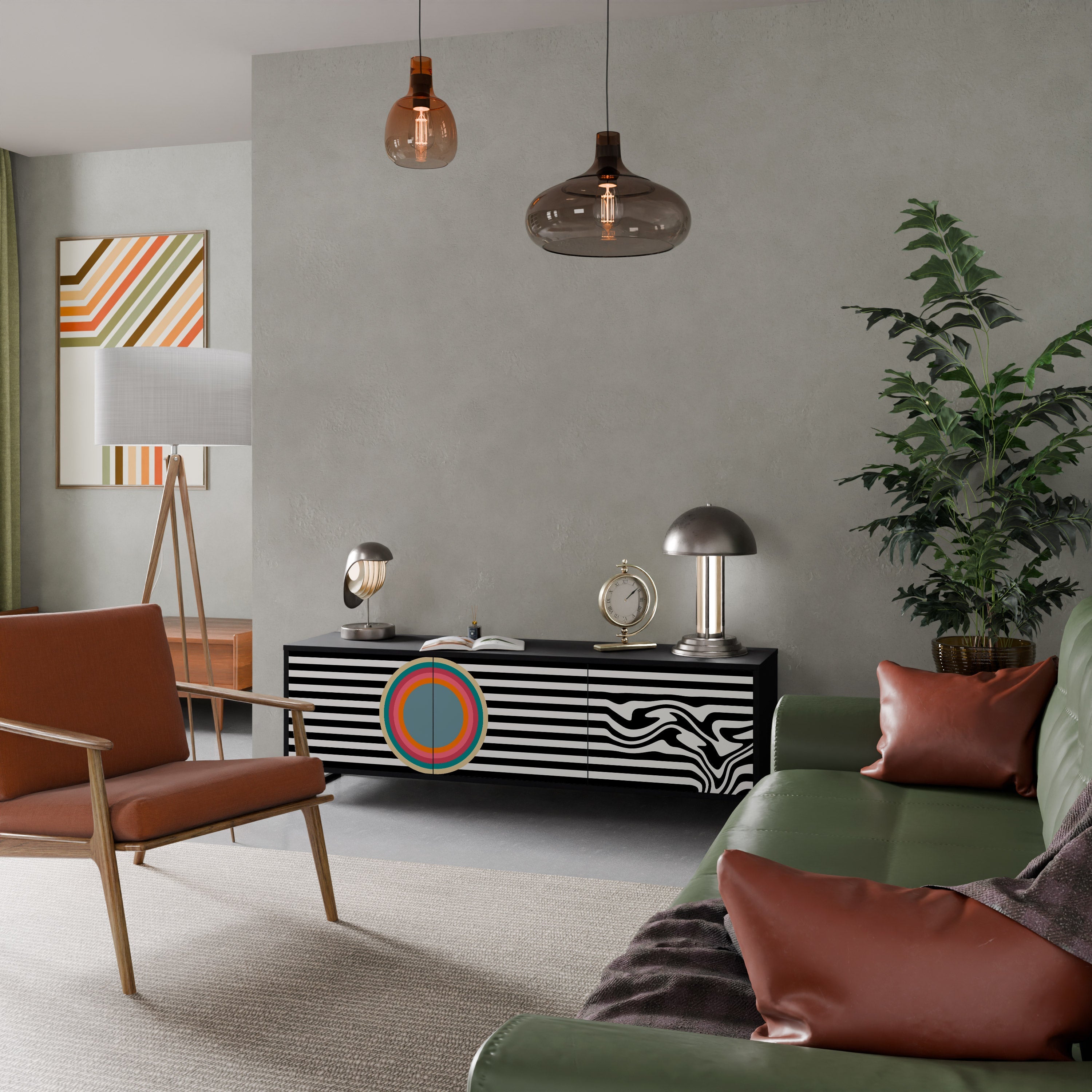 SPECTRA SHOWCASE TV-Lowboard mit 3 Türen in Schwarz