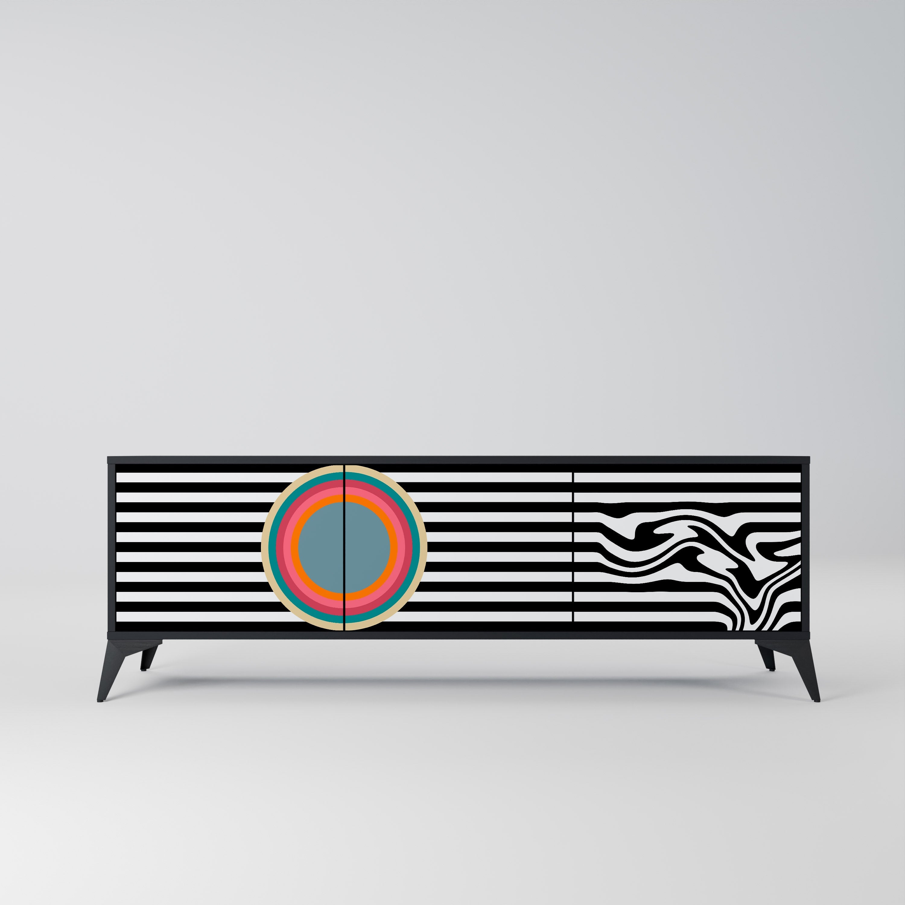 SPECTRA SHOWCASE TV-Lowboard mit 3 Türen in Schwarz