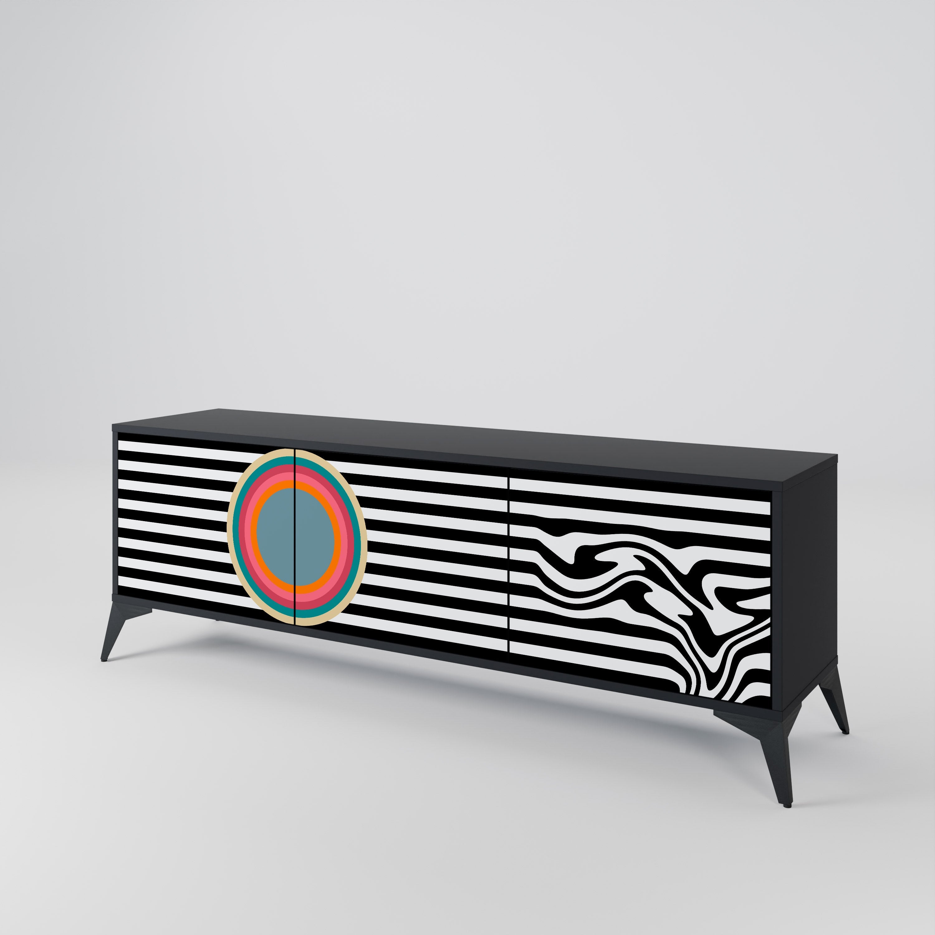 SPECTRA SHOWCASE TV-Lowboard mit 3 Türen in Schwarz