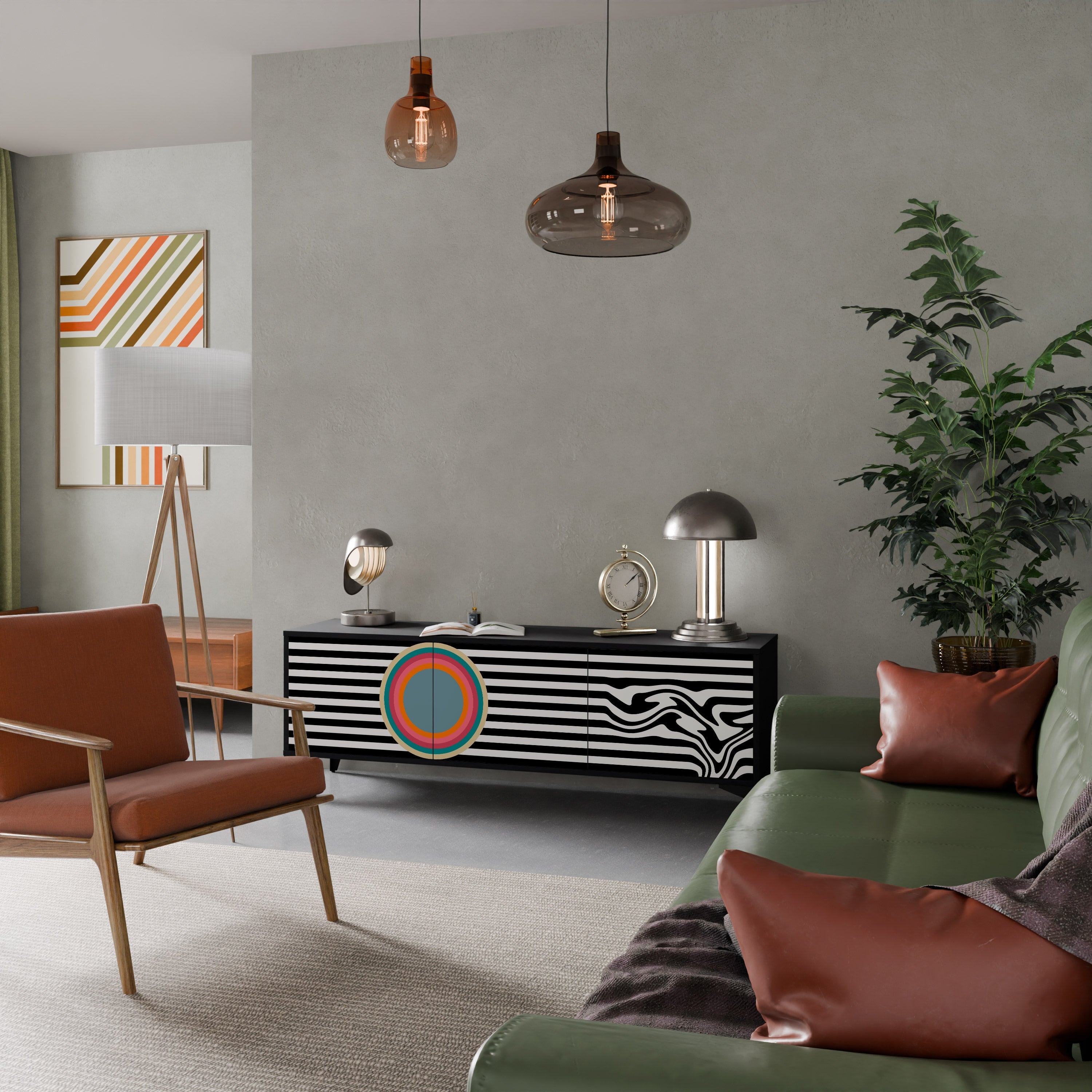 SPECTRA SHOWCASE TV-Lowboard mit 3 Türen in Schwarz