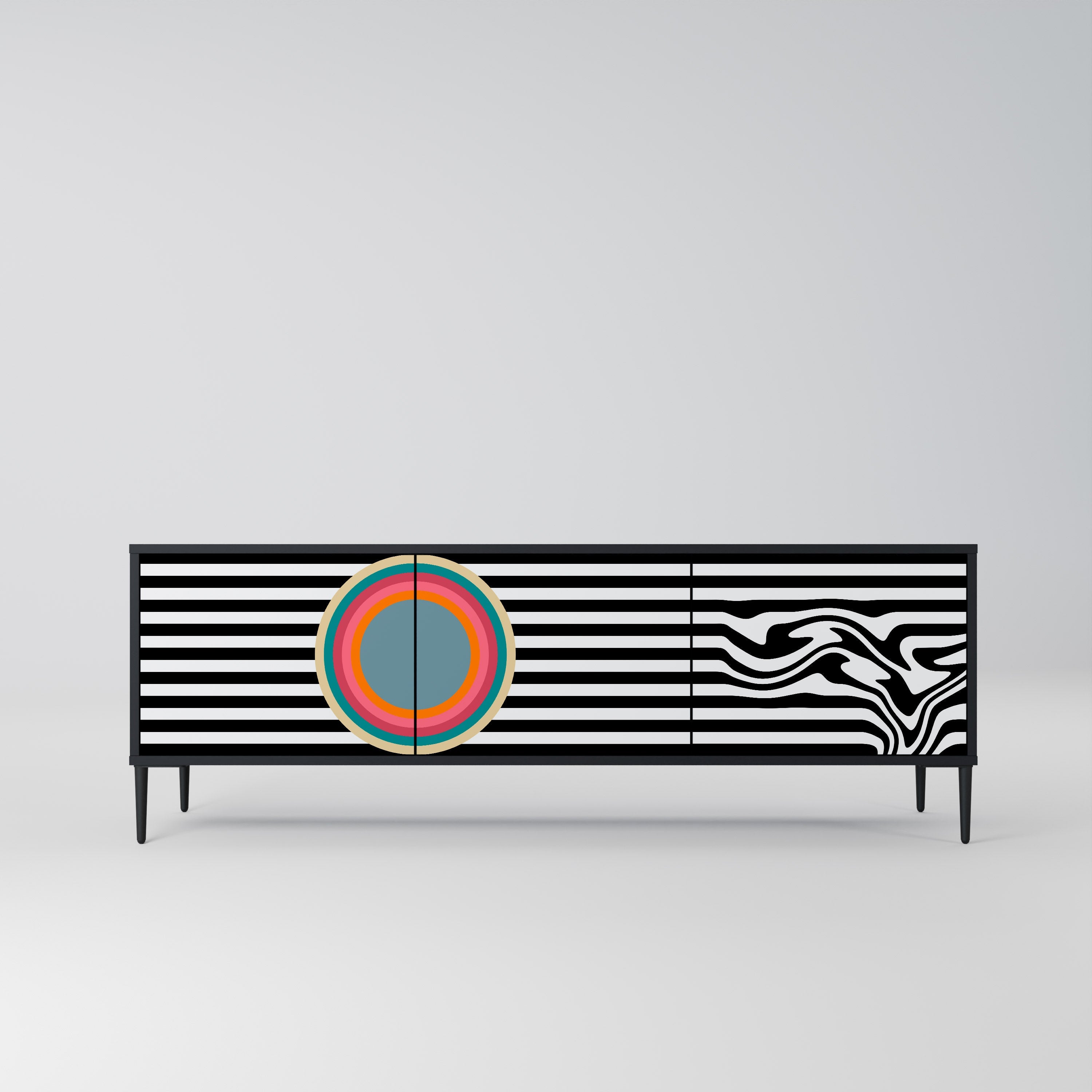 SPECTRA SHOWCASE TV-Lowboard mit 3 Türen in Schwarz