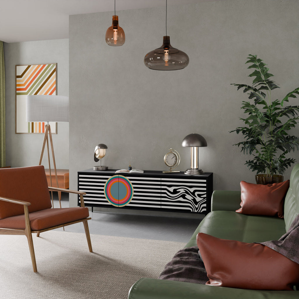 SPECTRA SHOWCASE TV-Lowboard mit 3 Türen in Schwarz