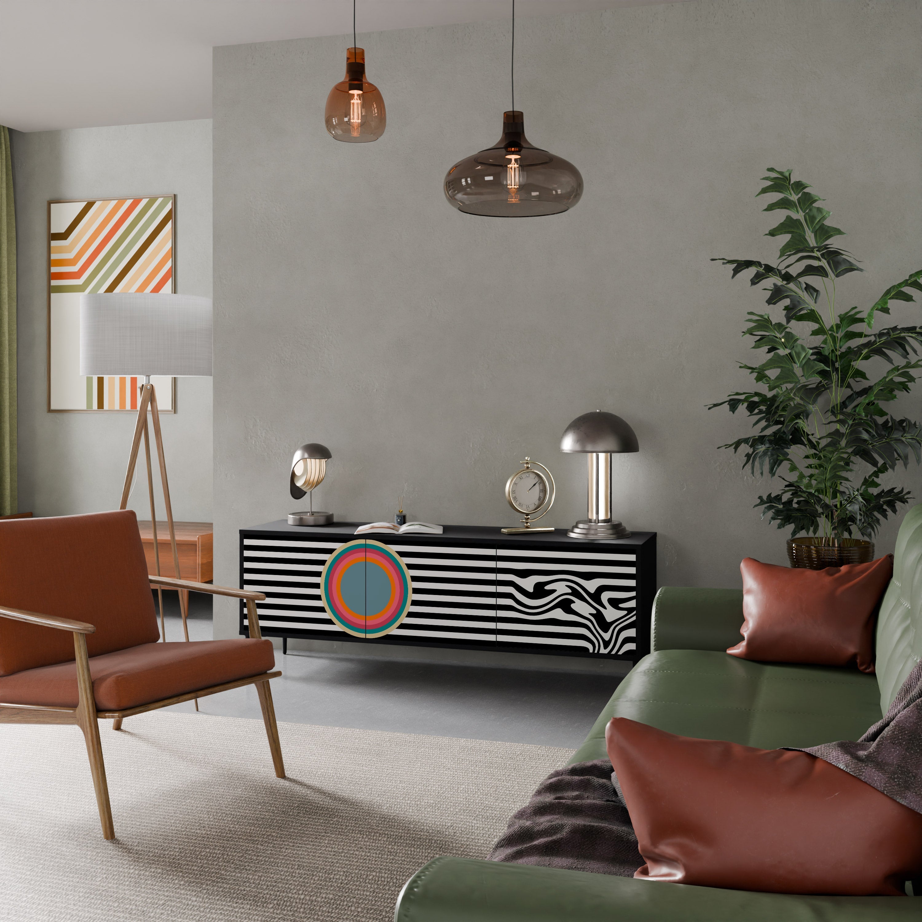 SPECTRA SHOWCASE TV-Lowboard mit 3 Türen in Schwarz