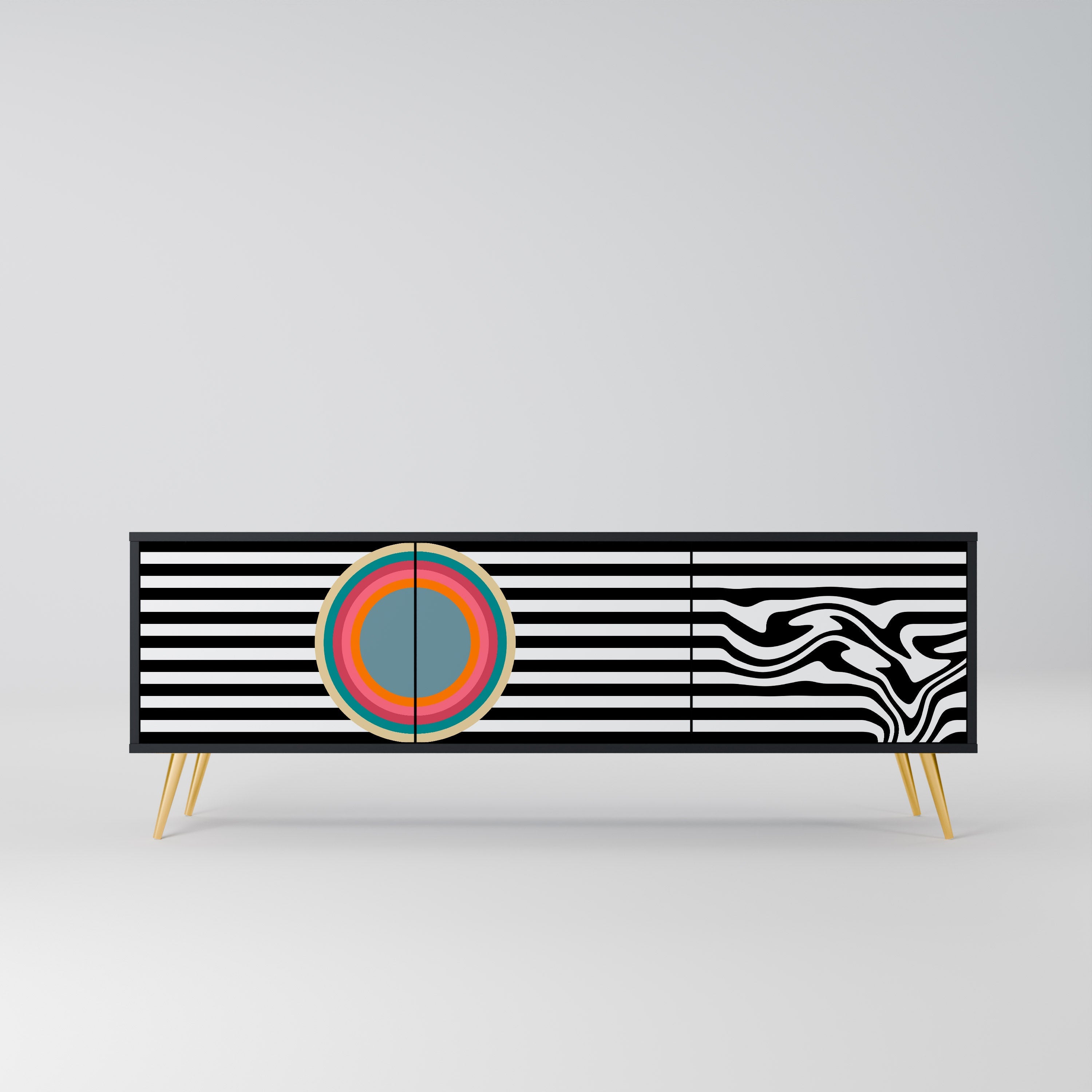 SPECTRA SHOWCASE TV-Lowboard mit 3 Türen in Schwarz