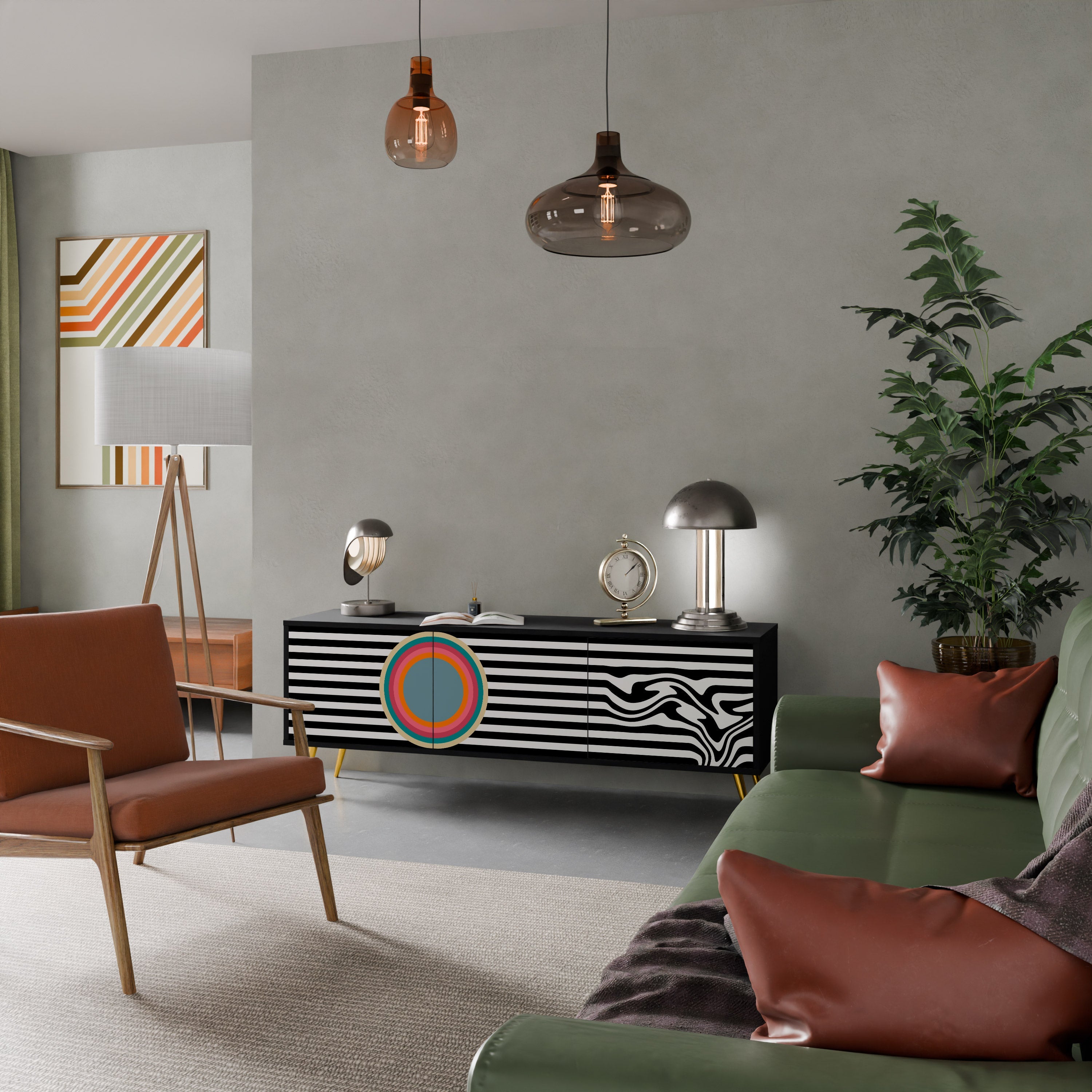 SPECTRA SHOWCASE TV-Lowboard mit 3 Türen in Schwarz