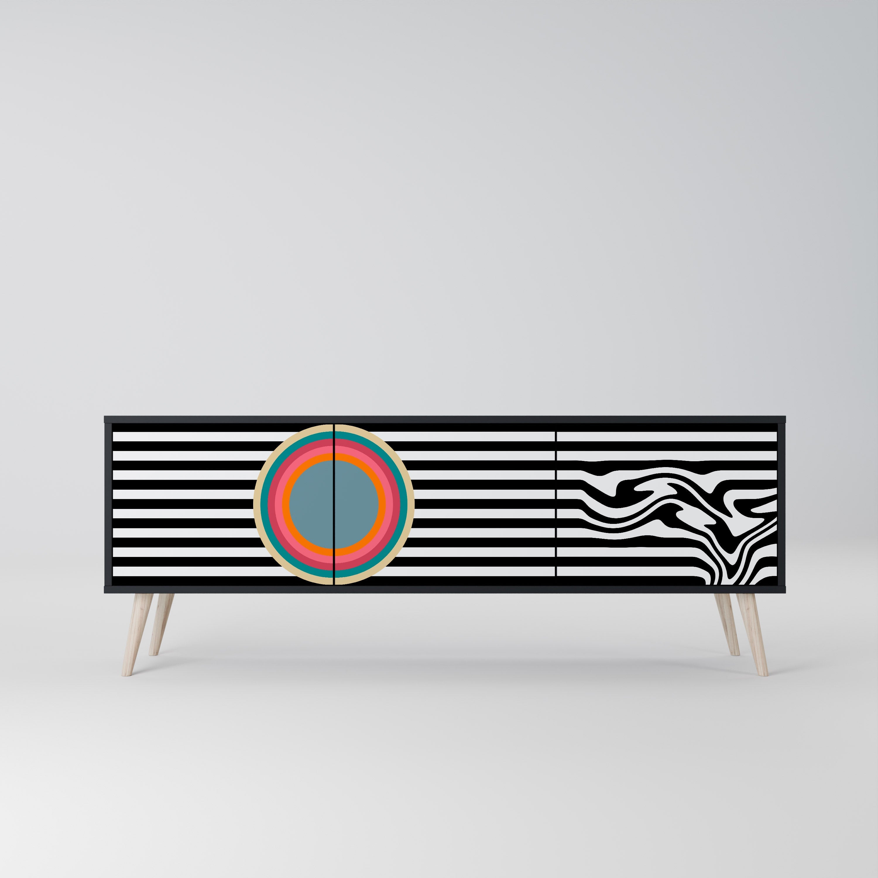 SPECTRA SHOWCASE TV-Lowboard mit 3 Türen in Schwarz