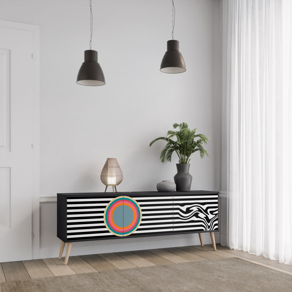 SPECTRA SHOWCASE TV-Lowboard mit 3 Türen in Schwarz