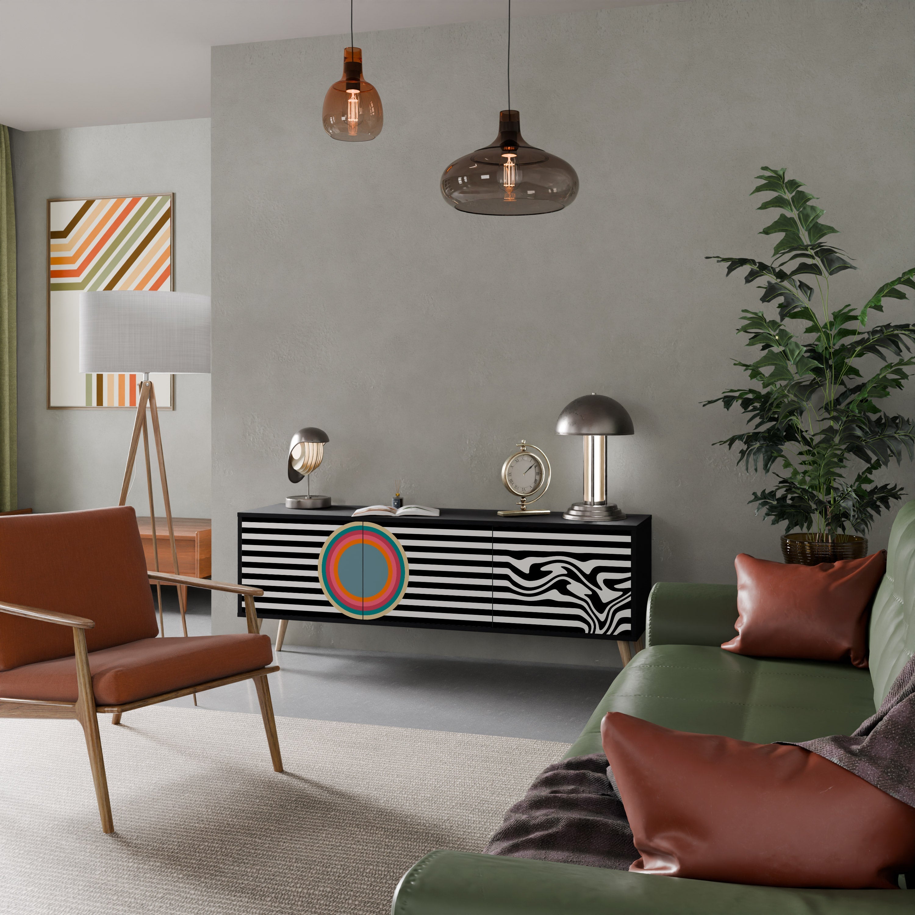 SPECTRA SHOWCASE TV-Lowboard mit 3 Türen in Schwarz