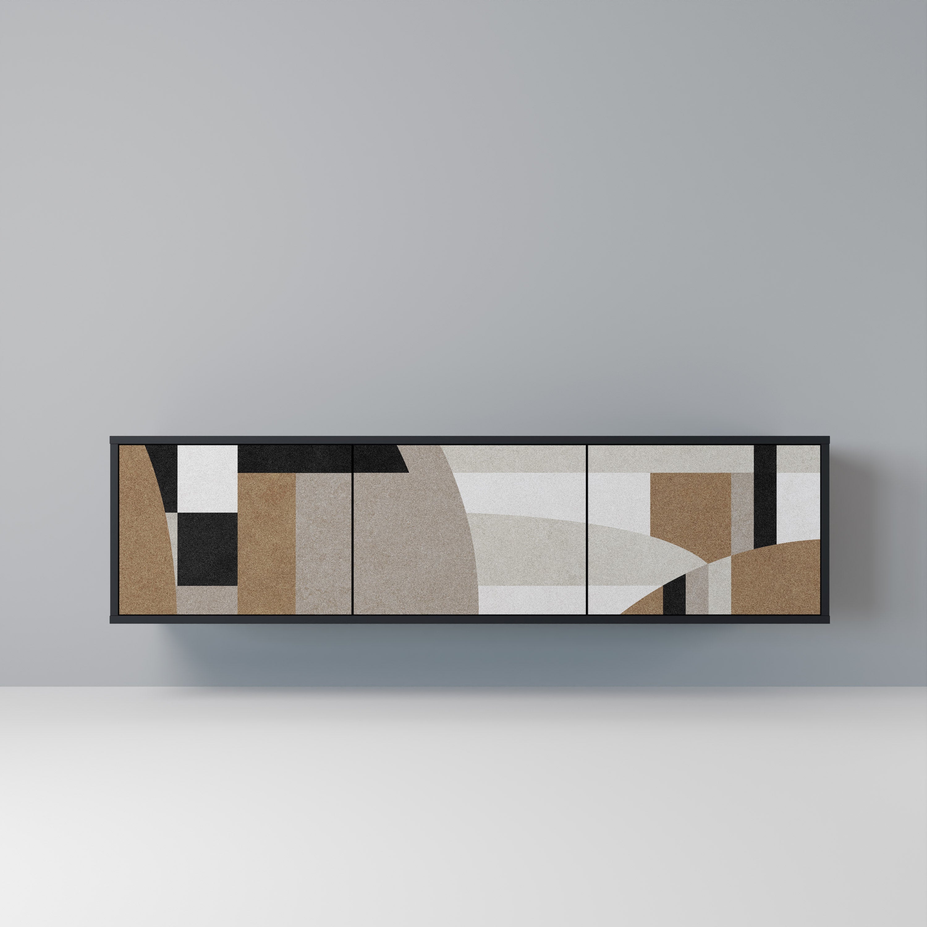 DELICATE MEMENTO TV-Lowboard mit 3 Türen in Schwarz