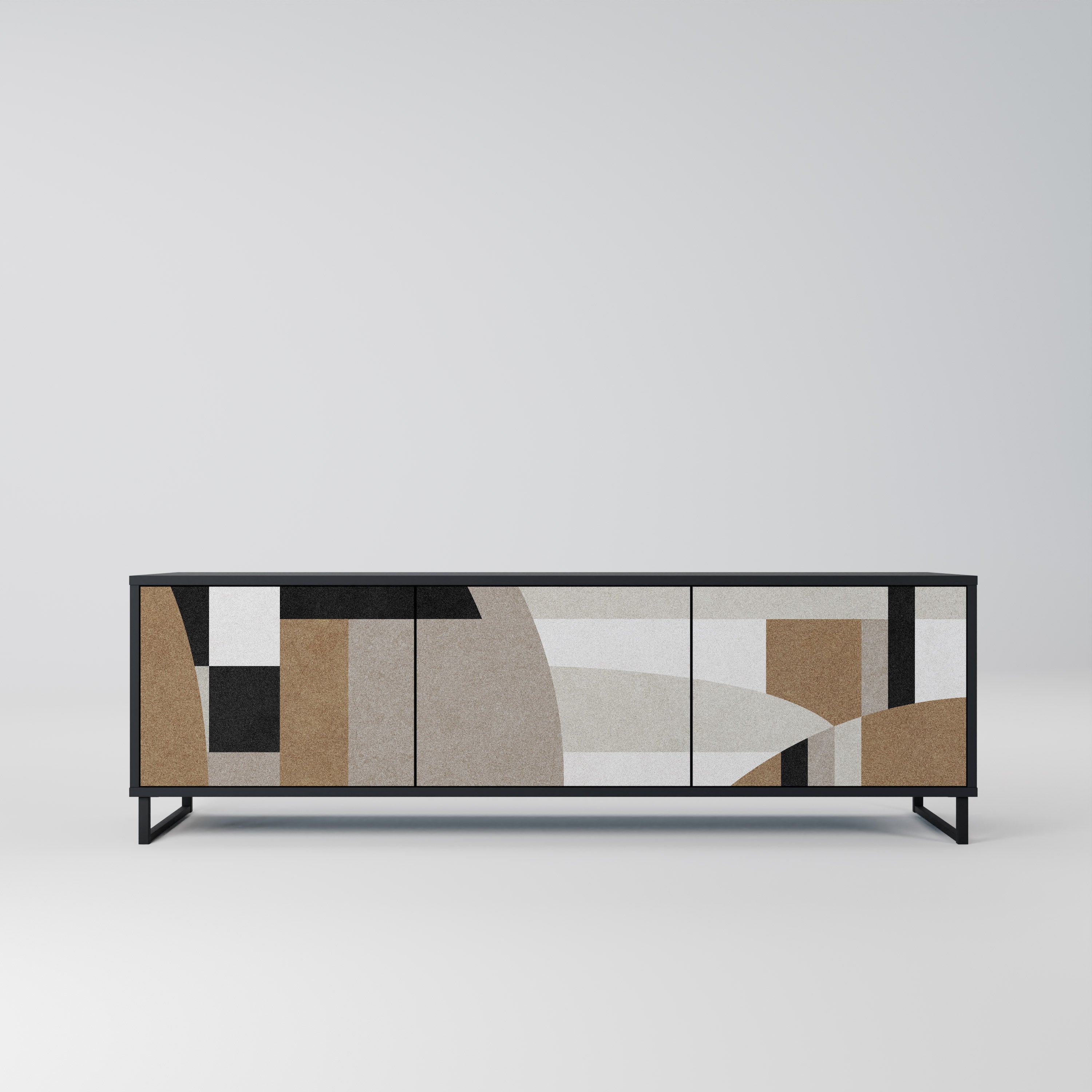 DELICATE MEMENTO TV-Lowboard mit 3 Türen in Schwarz