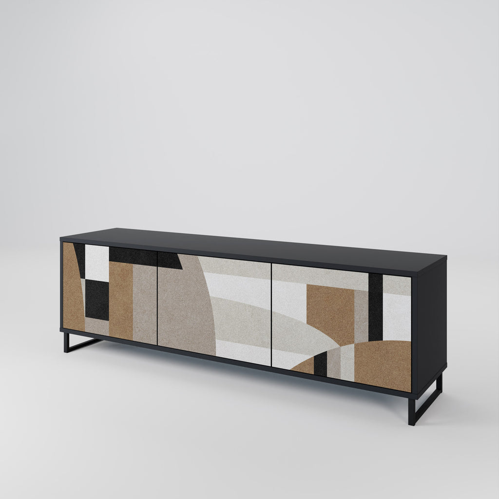 DELICATE MEMENTO TV-Lowboard mit 3 Türen in Schwarz