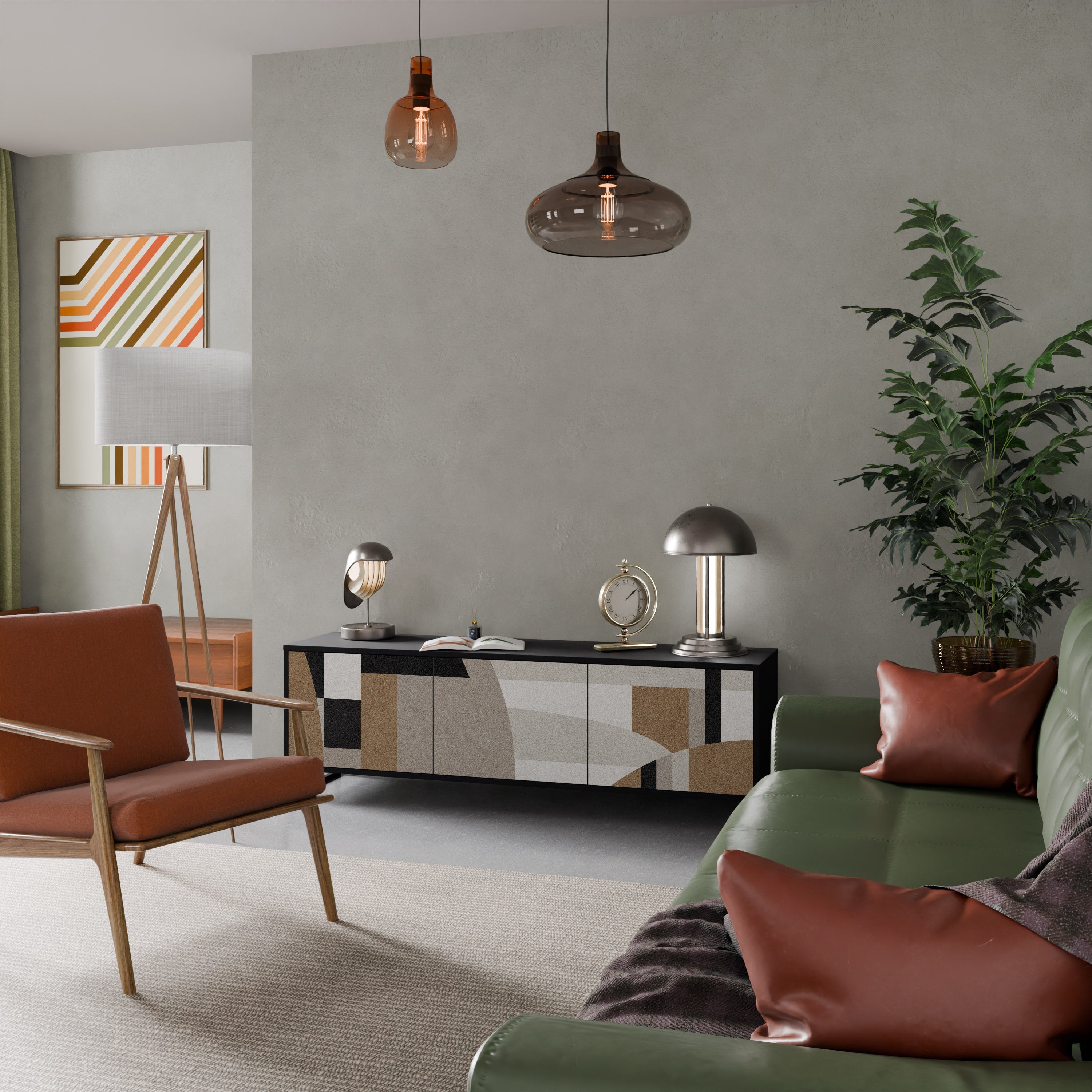 DELICATE MEMENTO TV-Lowboard mit 3 Türen in Schwarz