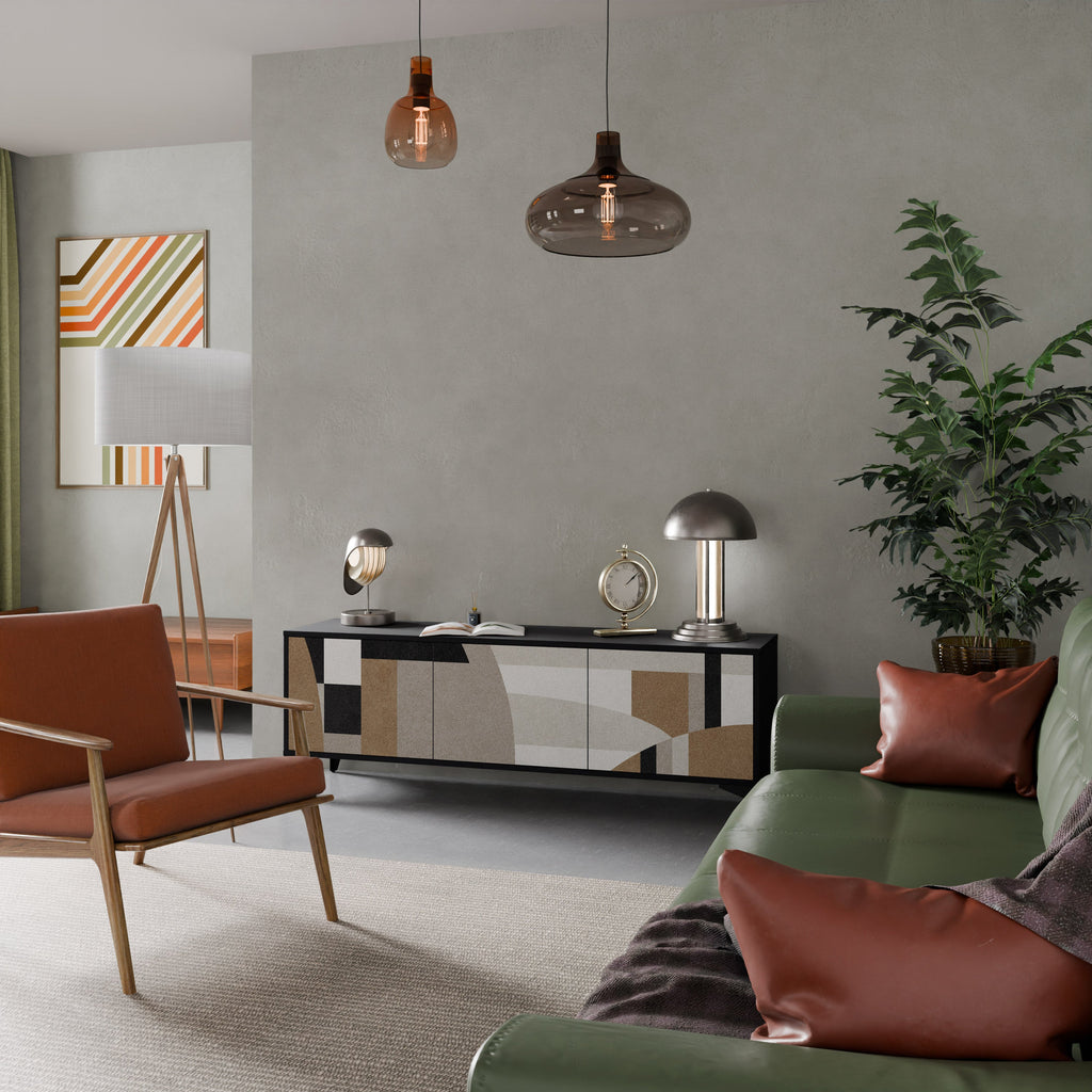 DELICATE MEMENTO TV-Lowboard mit 3 Türen in Schwarz