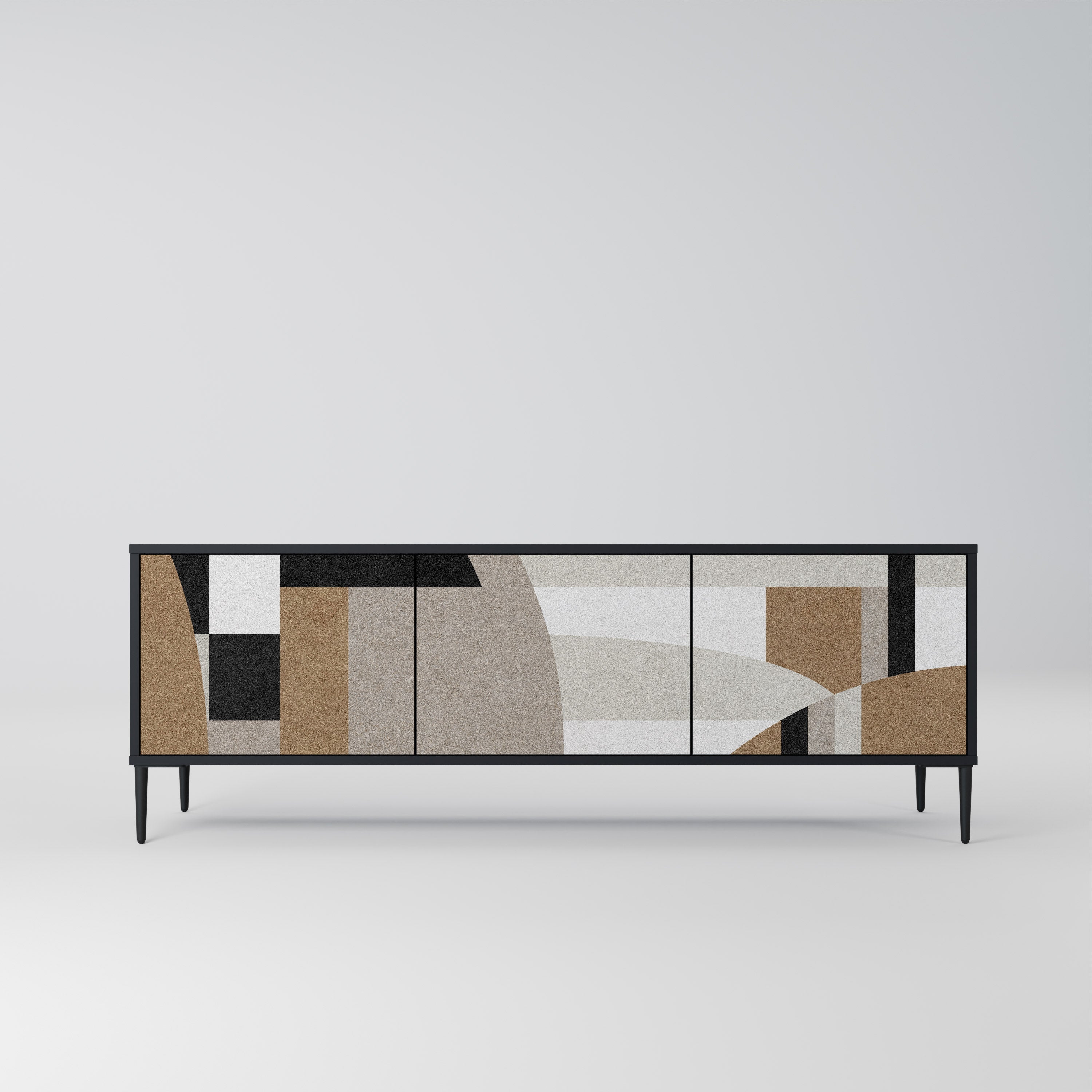 DELICATE MEMENTO TV-Lowboard mit 3 Türen in Schwarz