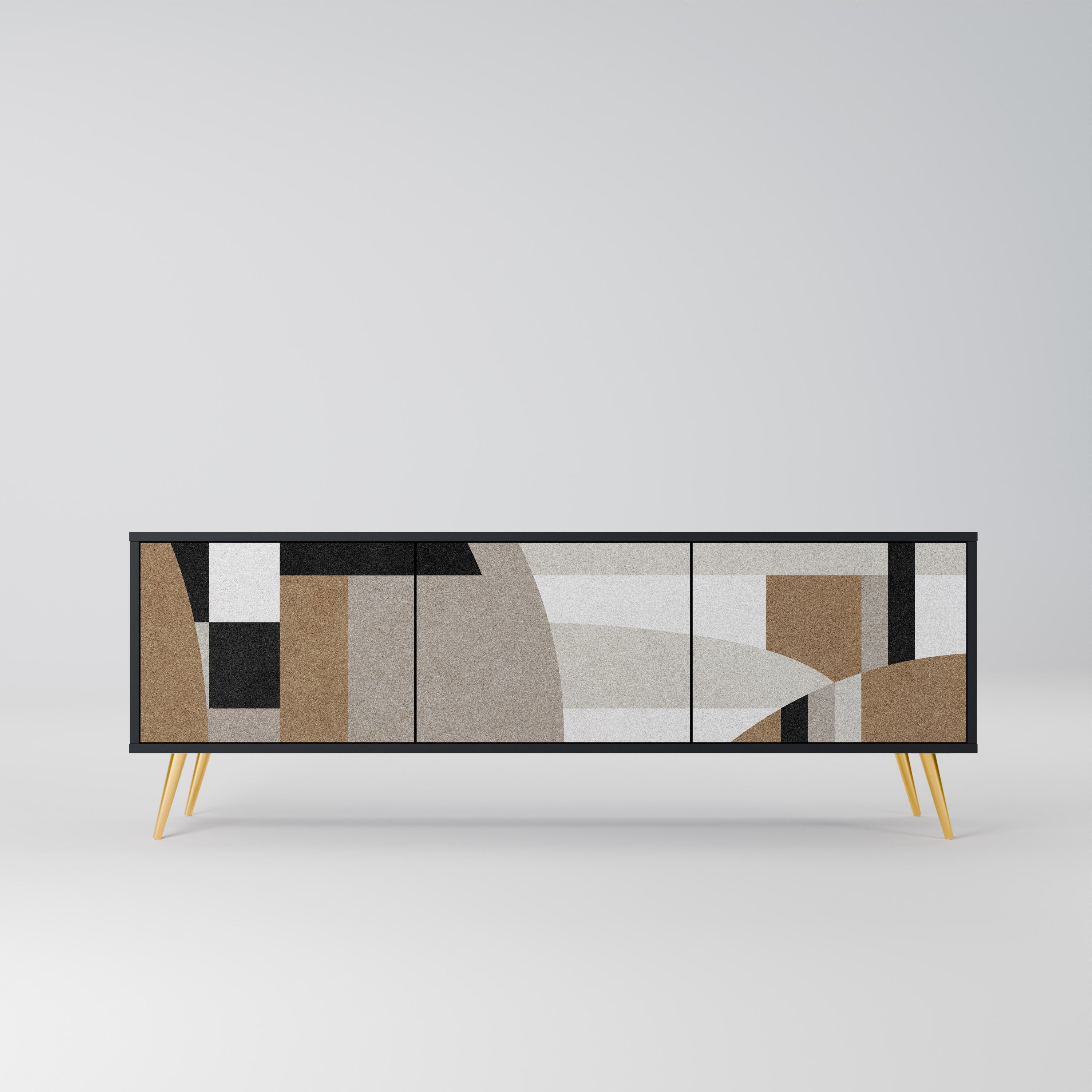 DELICATE MEMENTO TV-Lowboard mit 3 Türen in Schwarz