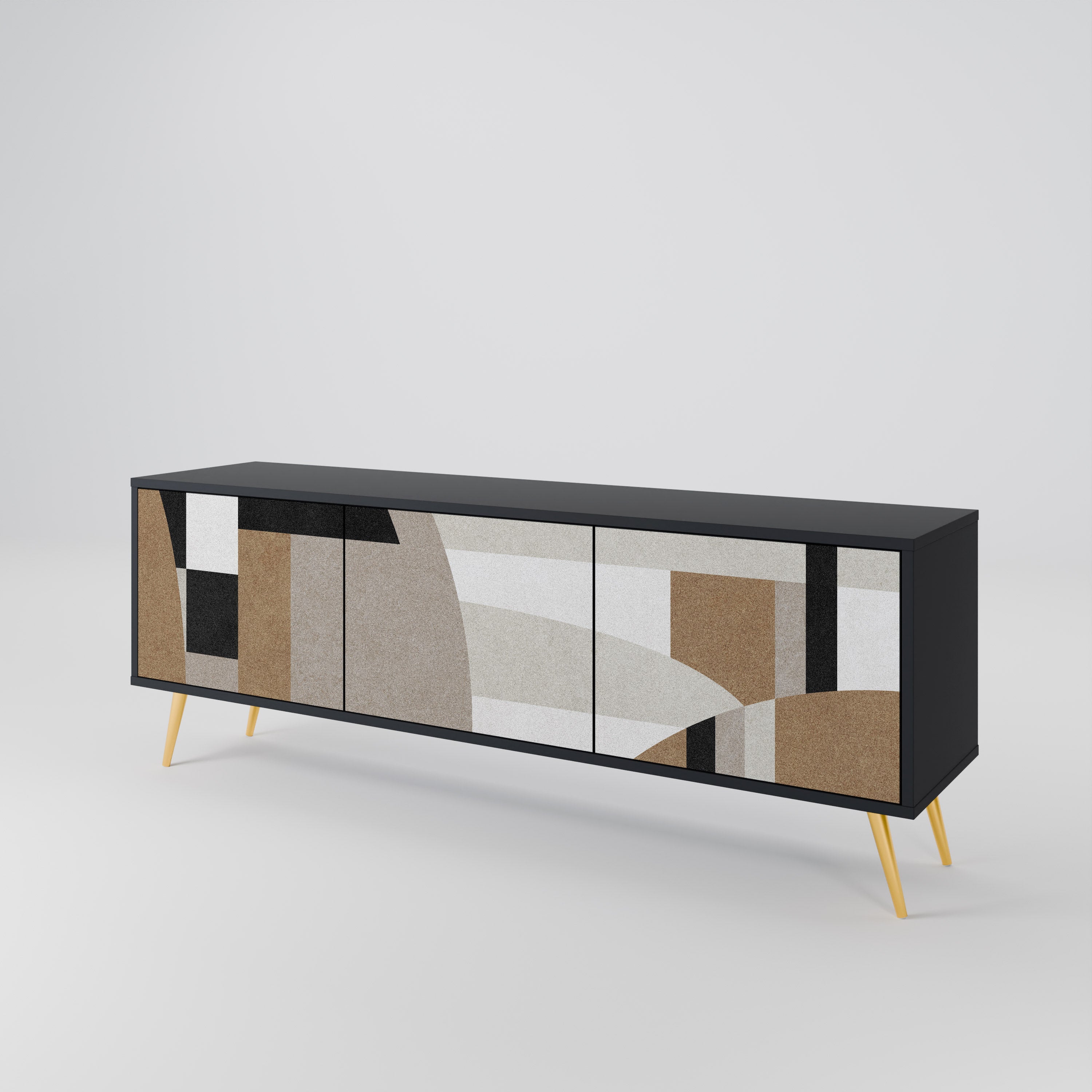 DELICATE MEMENTO TV-Lowboard mit 3 Türen in Schwarz