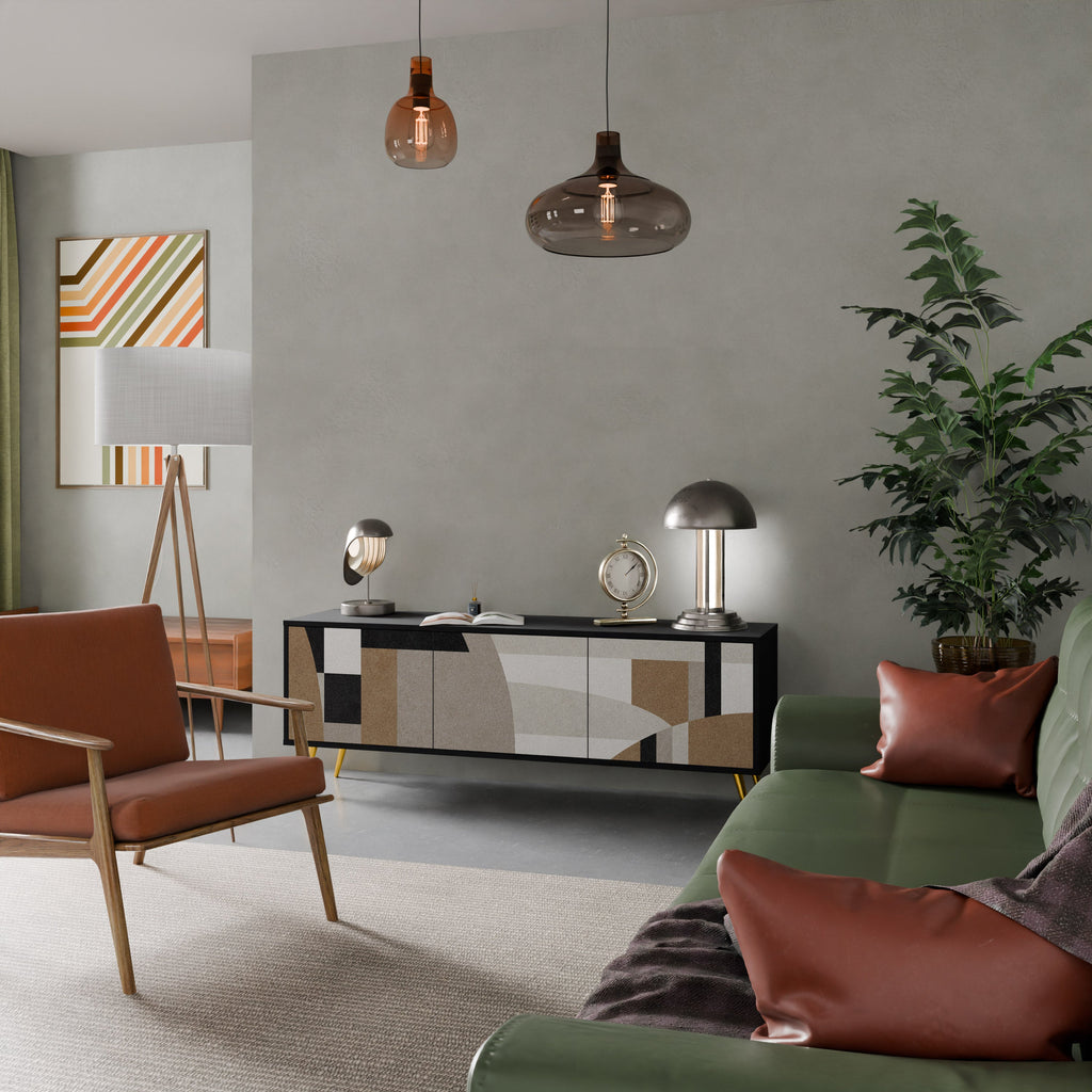 DELICATE MEMENTO TV-Lowboard mit 3 Türen in Schwarz