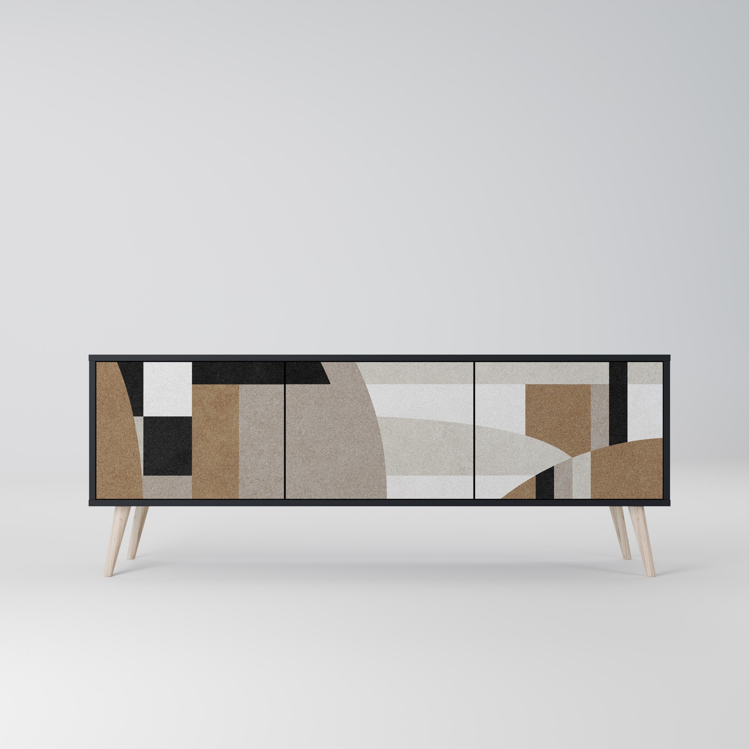 DELICATE MEMENTO TV-Lowboard mit 3 Türen in Schwarz