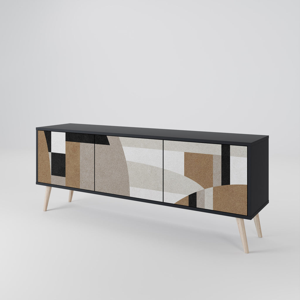 DELICATE MEMENTO TV-Lowboard mit 3 Türen in Schwarz