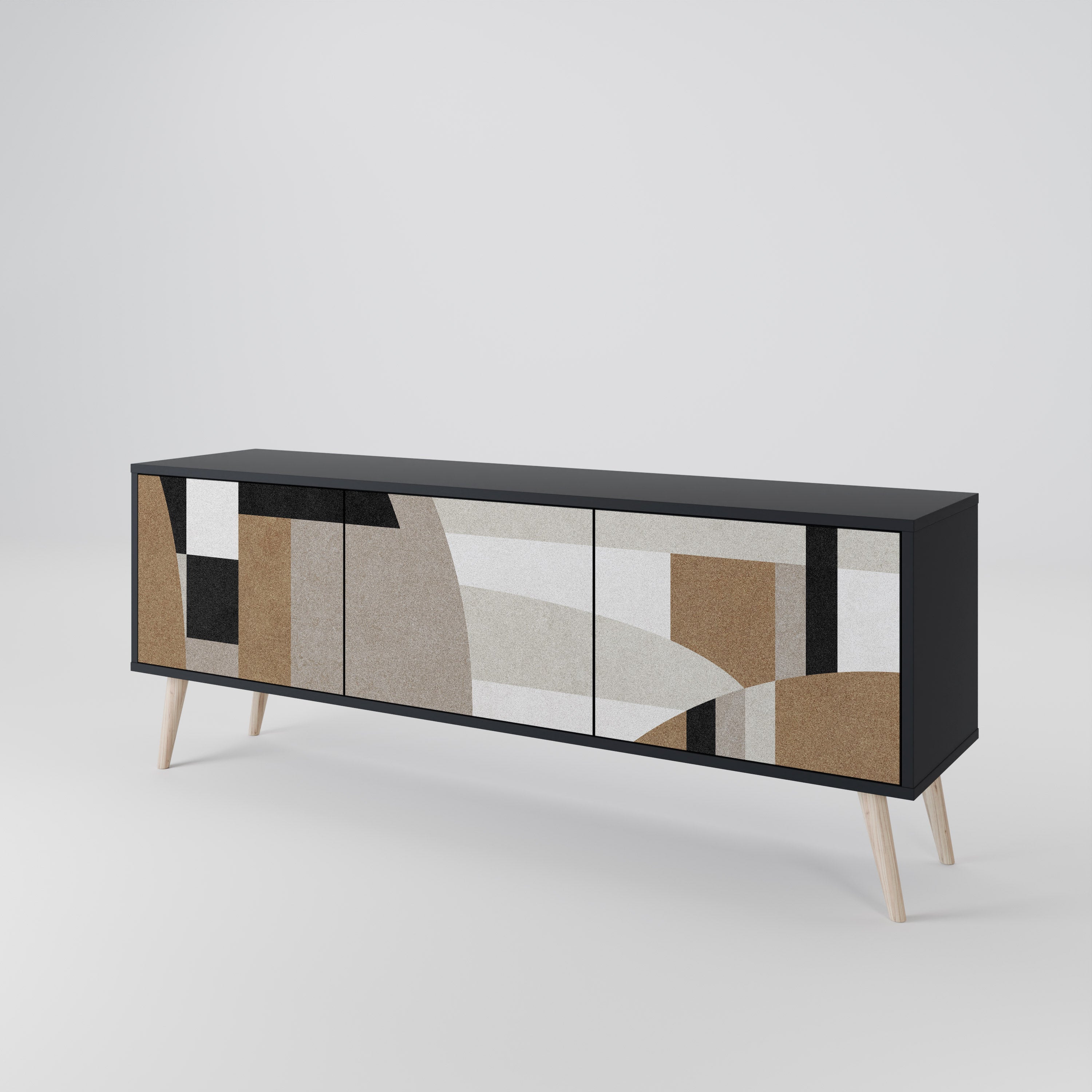 DELICATE MEMENTO TV-Lowboard mit 3 Türen in Schwarz