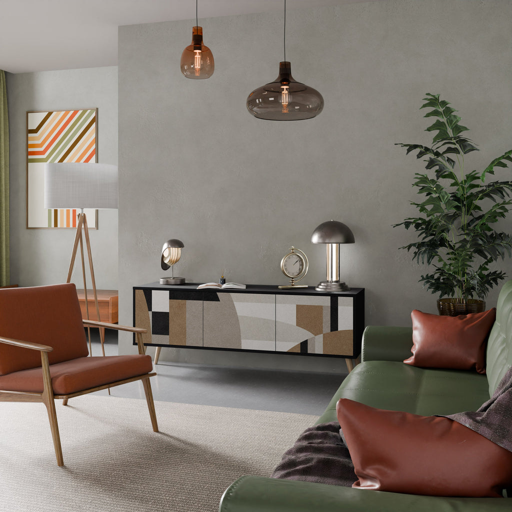 DELICATE MEMENTO TV-Lowboard mit 3 Türen in Schwarz