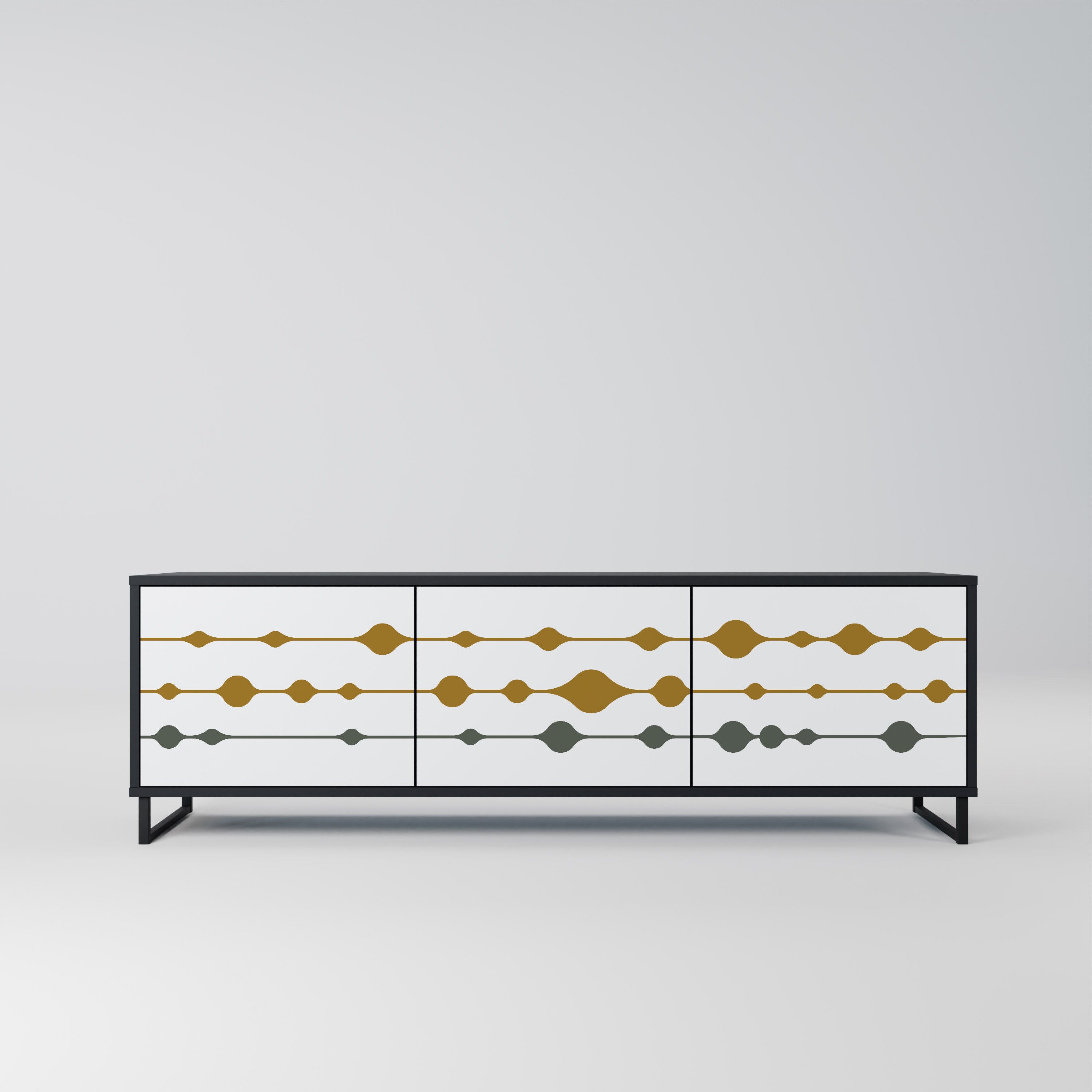 VIVID TONE TV-Lowboard mit 3 Türen in Schwarz