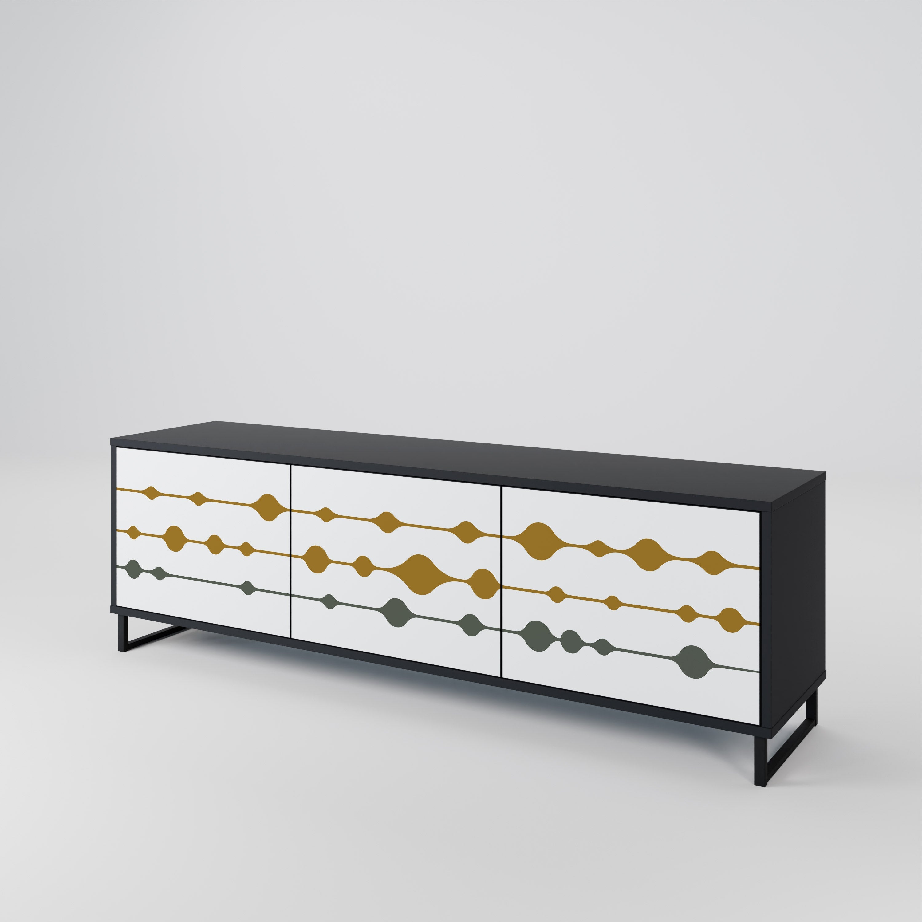 VIVID TONE TV-Lowboard mit 3 Türen in Schwarz