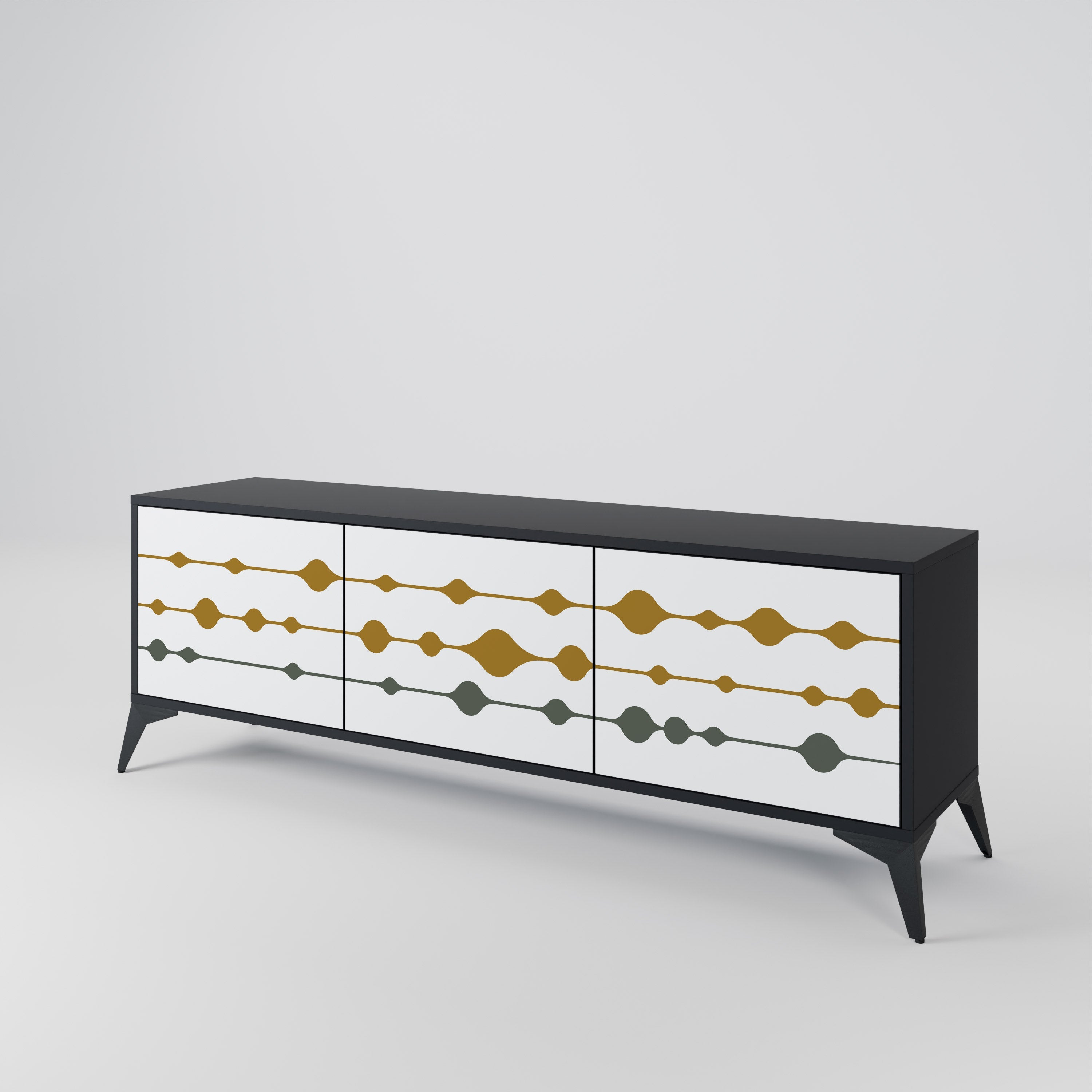 VIVID TONE TV-Lowboard mit 3 Türen in Schwarz