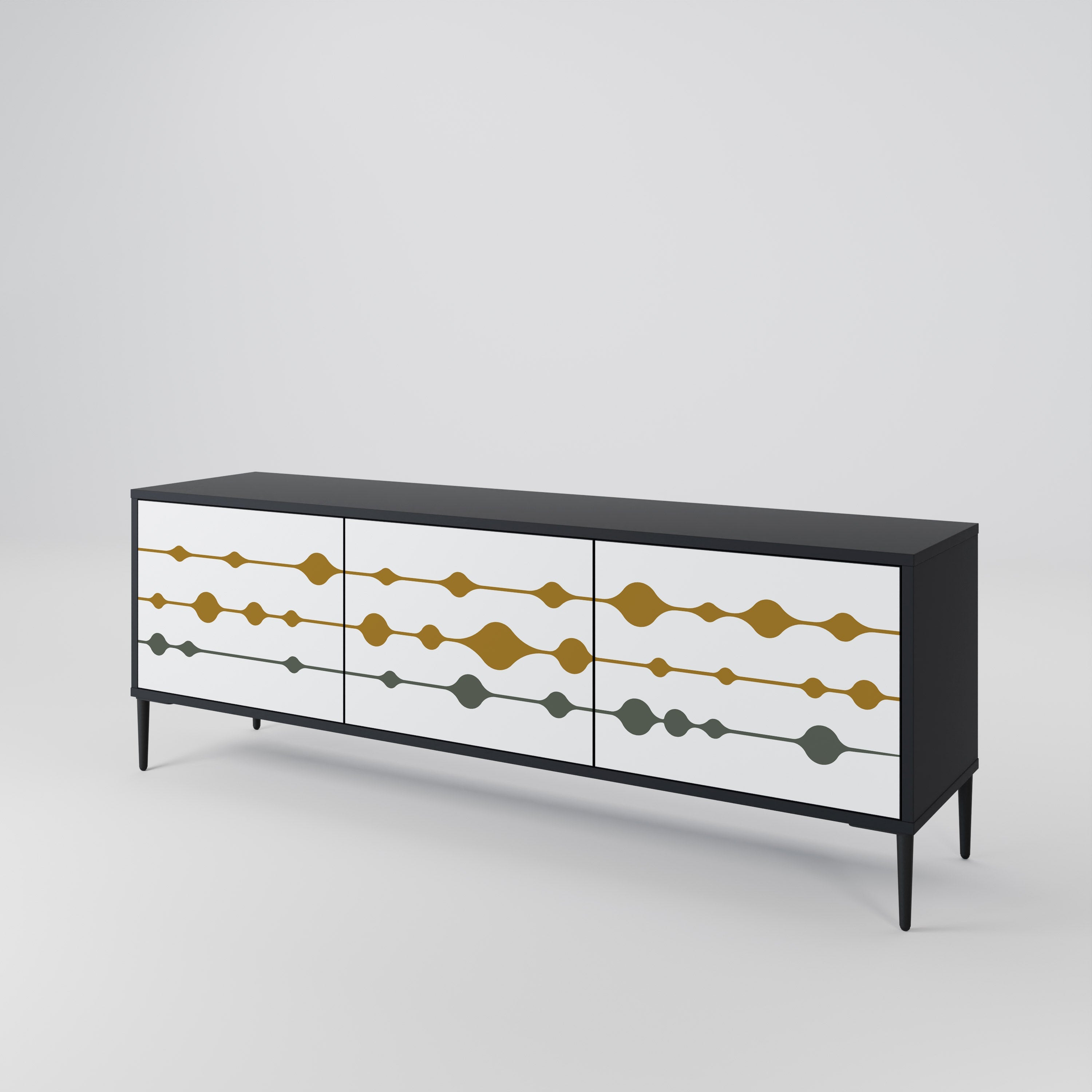 VIVID TONE TV-Lowboard mit 3 Türen in Schwarz